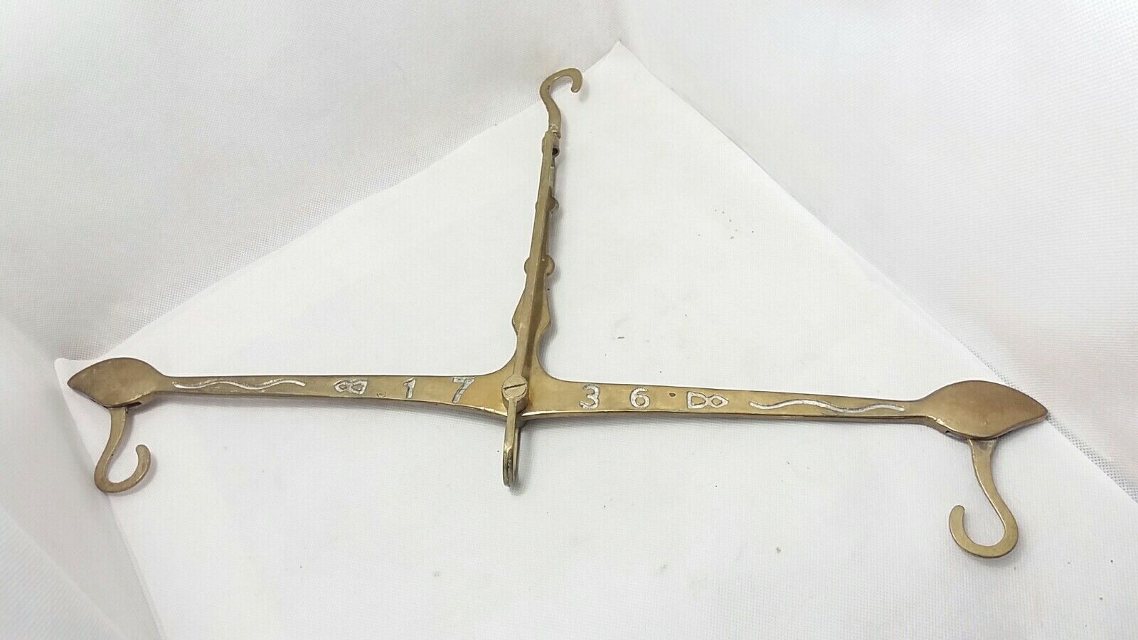 Antique Brass Hanging Equal Arm Balance Scales dated 1736 