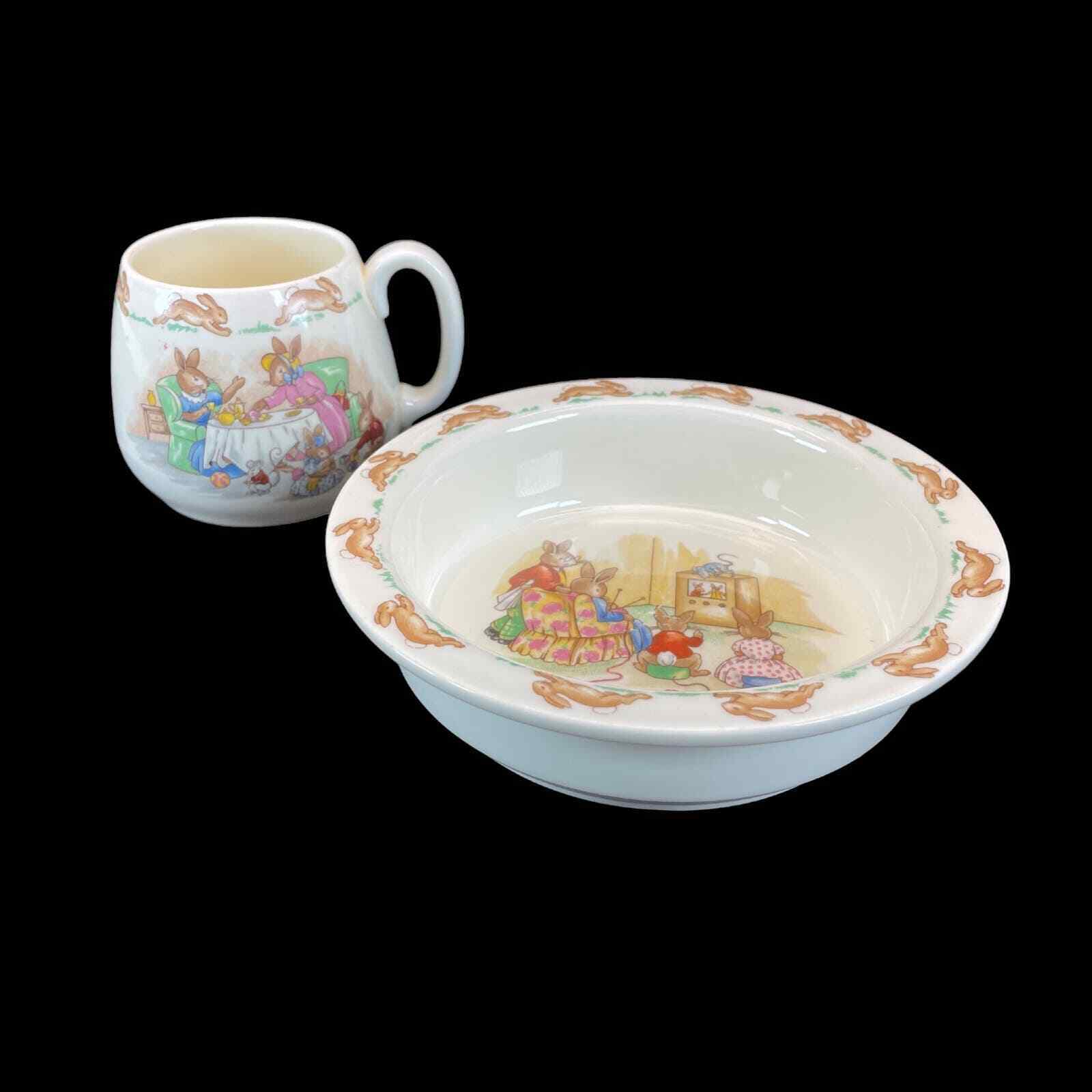 Bunnykins Child\'s Cereal Bowl and Cup Mug Royal Doulton Ceramic Porcelain Gift