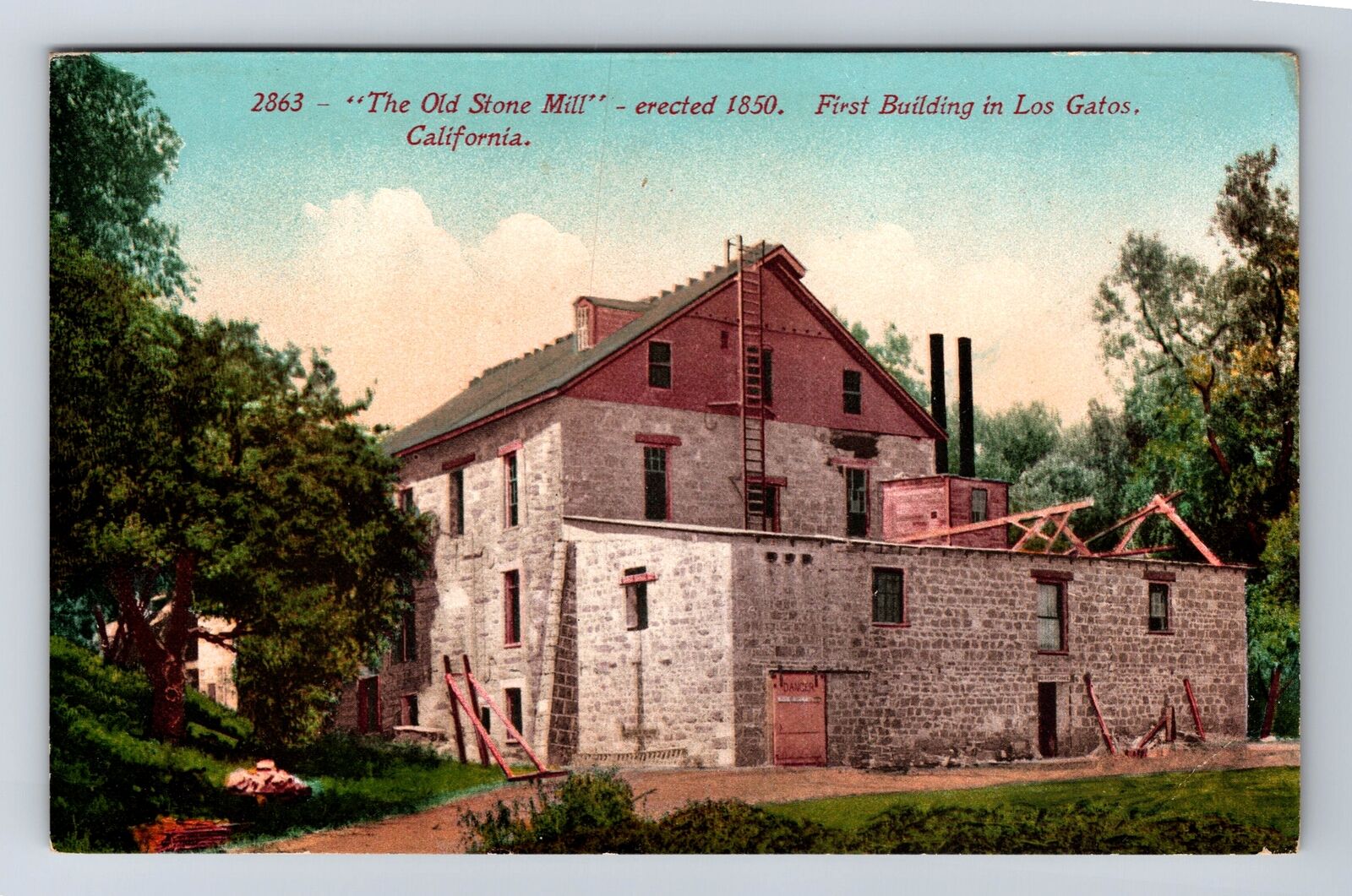 Los Gatos CA-California, The Old Stone Mill, Antique, Souvenir Vintage Postcard