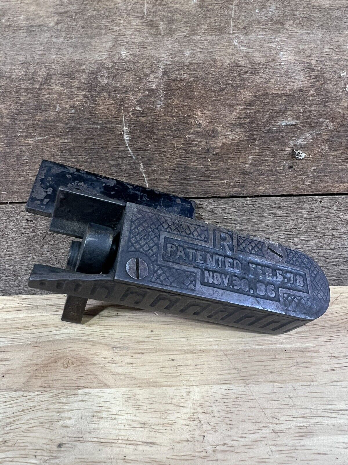Antique Cast Iron 1886 Patented Burglar Alarm Blank Shot Door Alarm Gun
