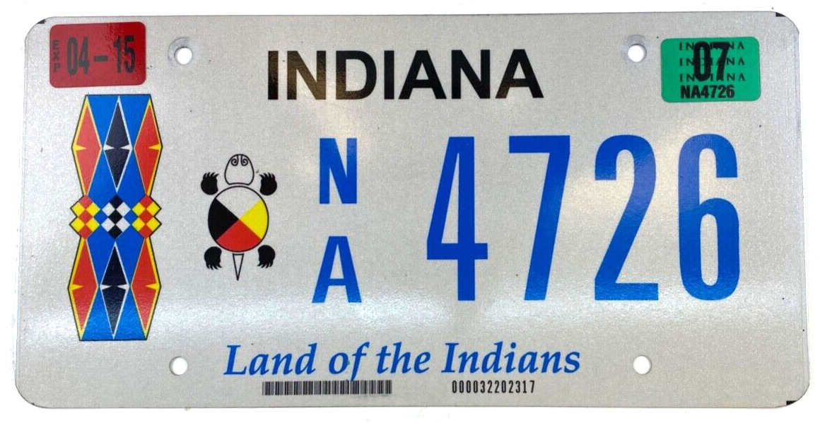 Indiana 2007 Organization License Plate Land Of Indians Wall Decor Collector