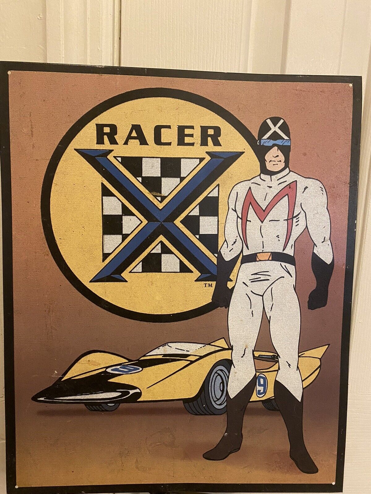 Vintage RACER X /SHOOTING STAR  SPEED RACER 16” X 12” Lithographed Metal Sign 