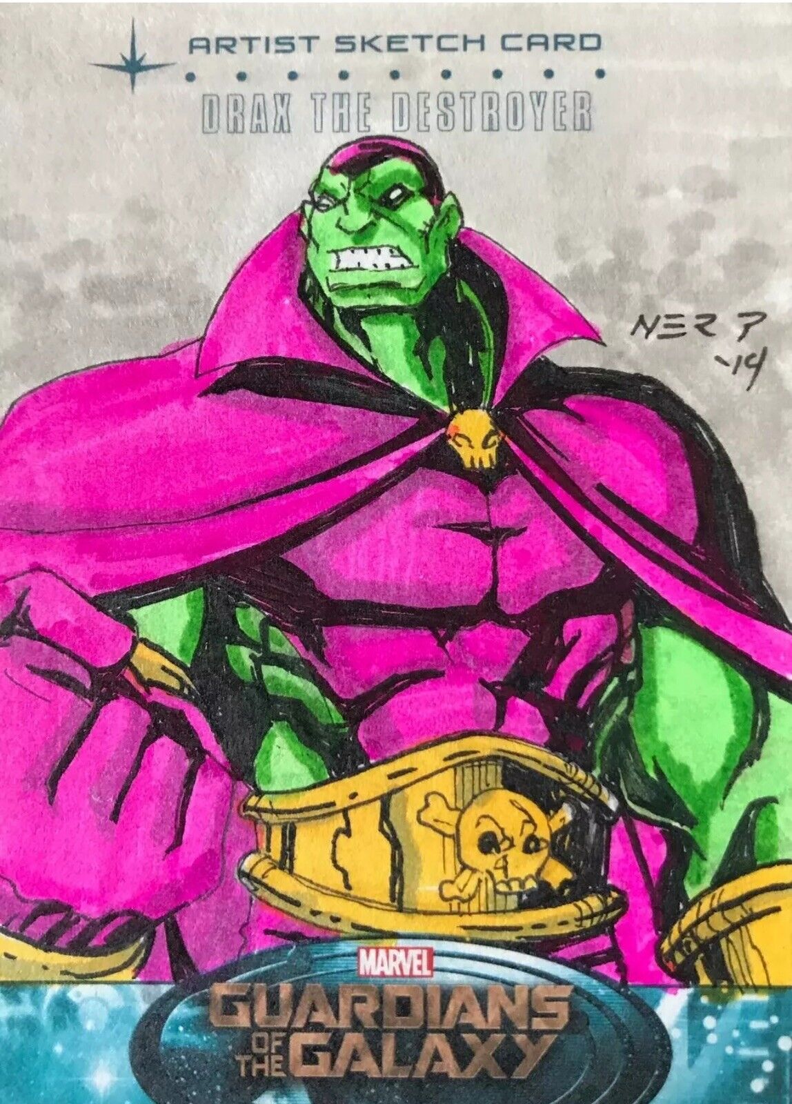 2014 Marvel Guardians of the Galaxy Drax Sketch Card Gener Pedrina