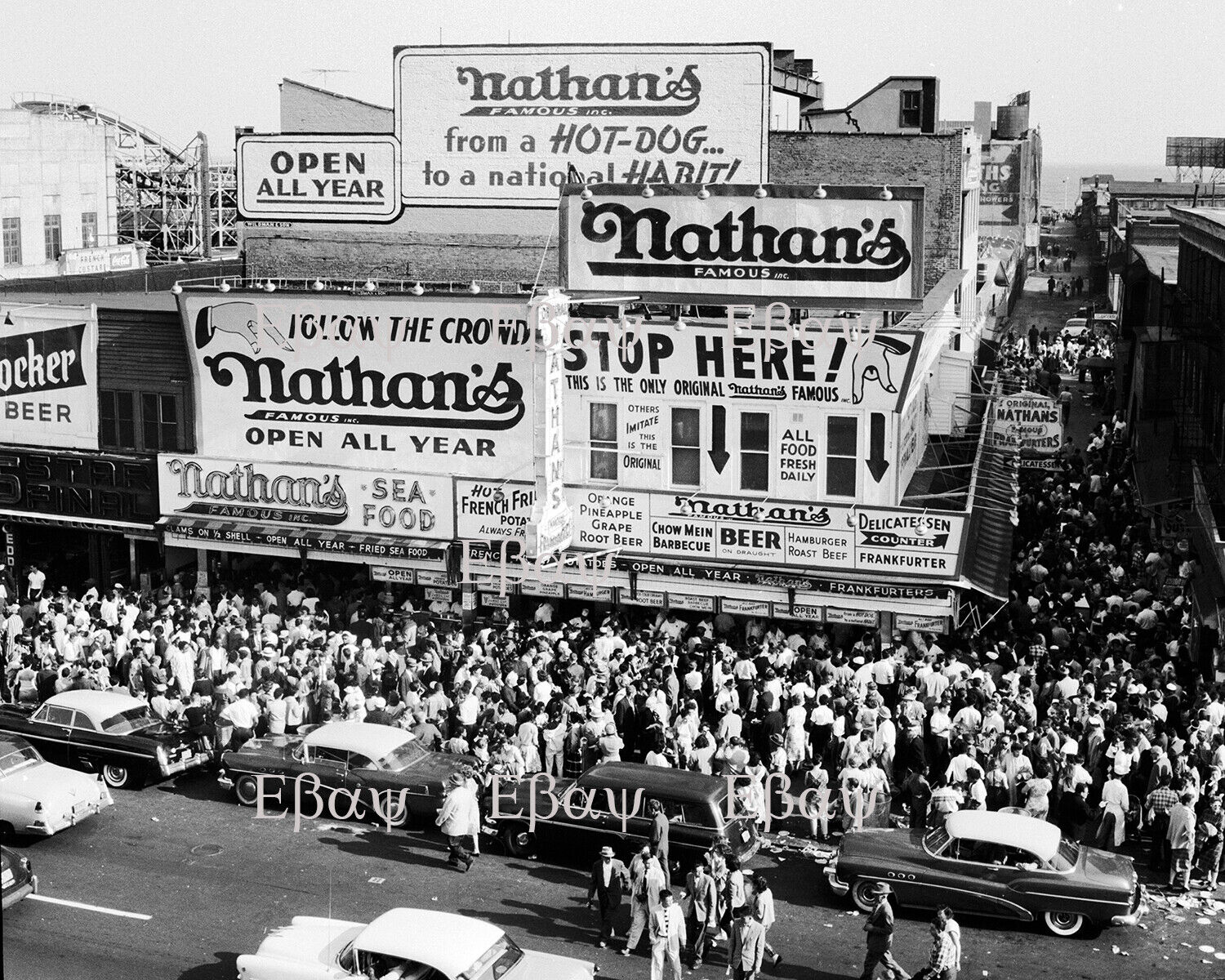 Vintage Nathan's Hotdogs 8 x 10 Photo Reprint 