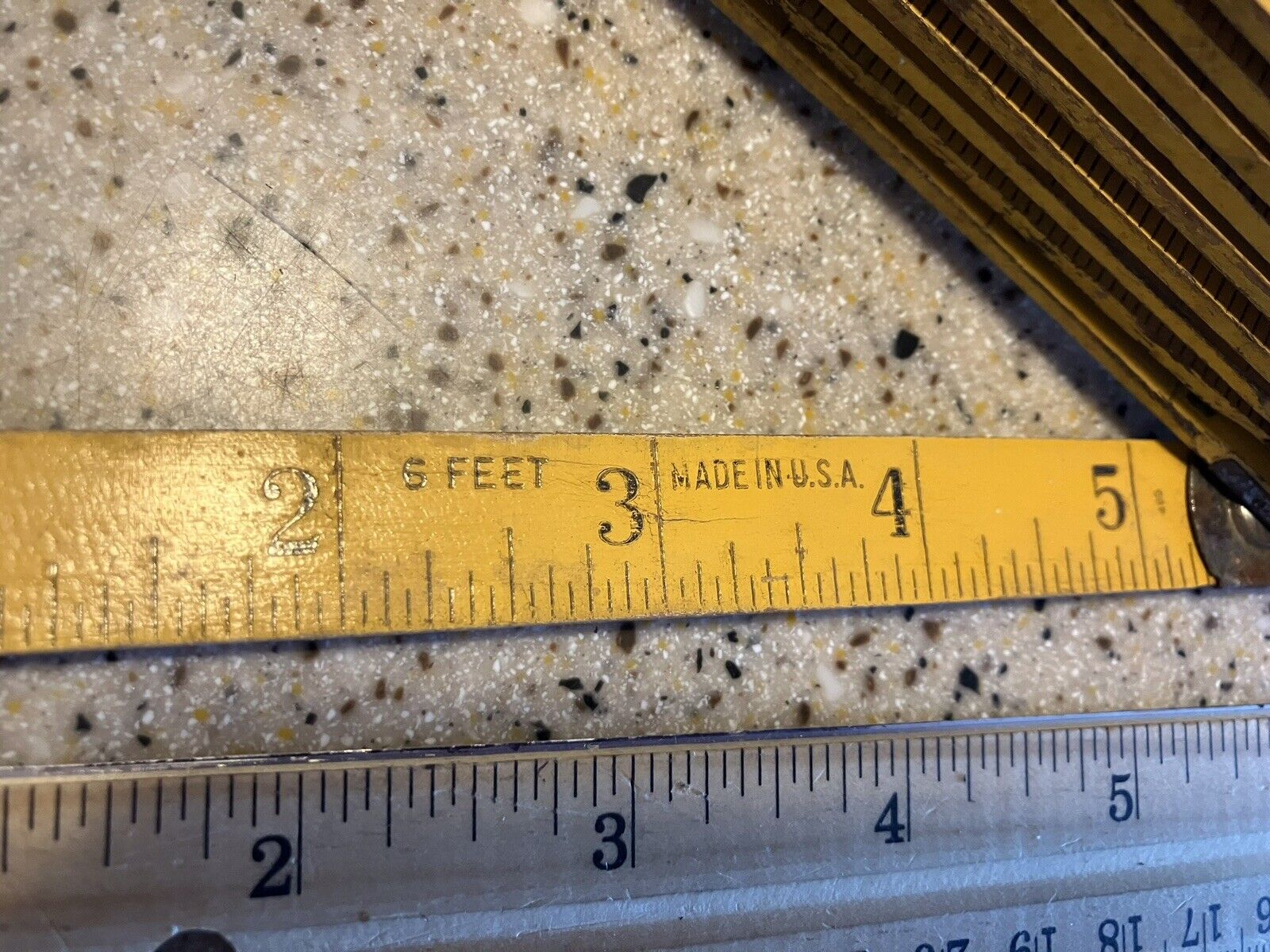 Vintage Extension Folding 72” Ruler Zig Zag Yellow Rule