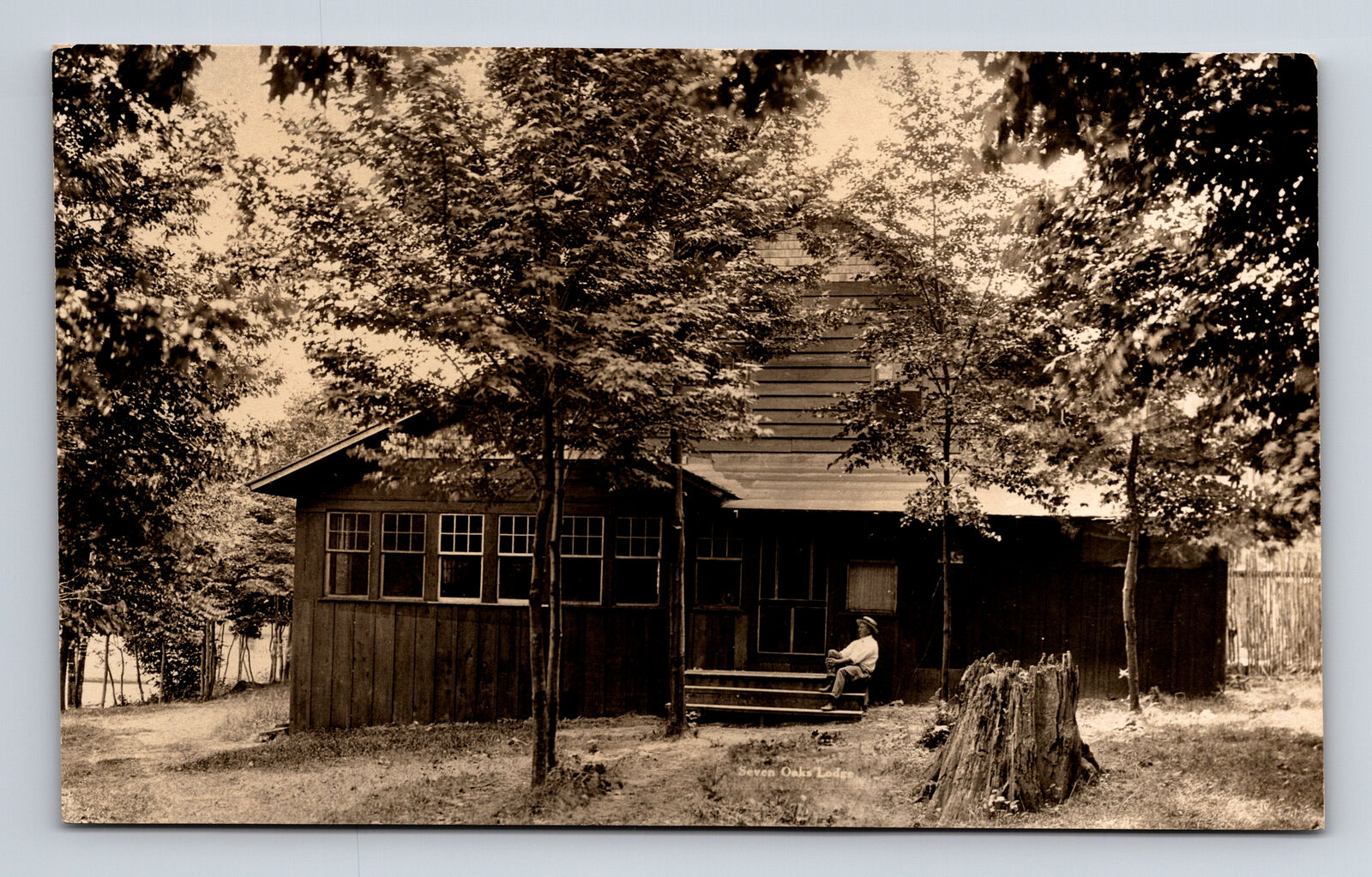 RPPC Seven Oaks Lodge Lakeside Cabin Unknown Location Postcard