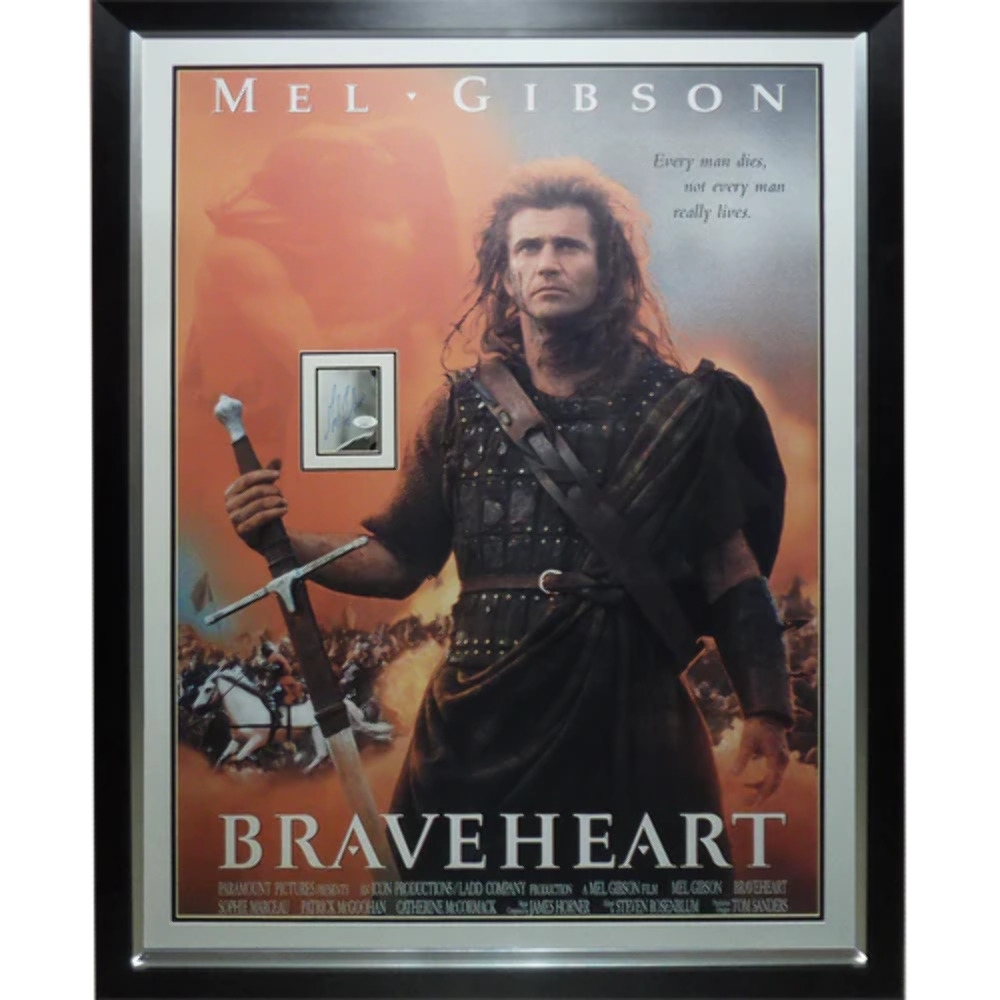 Braveheart Full-Size Movie Poster Deluxe Framed with Mel Gibson Autographed 8x10