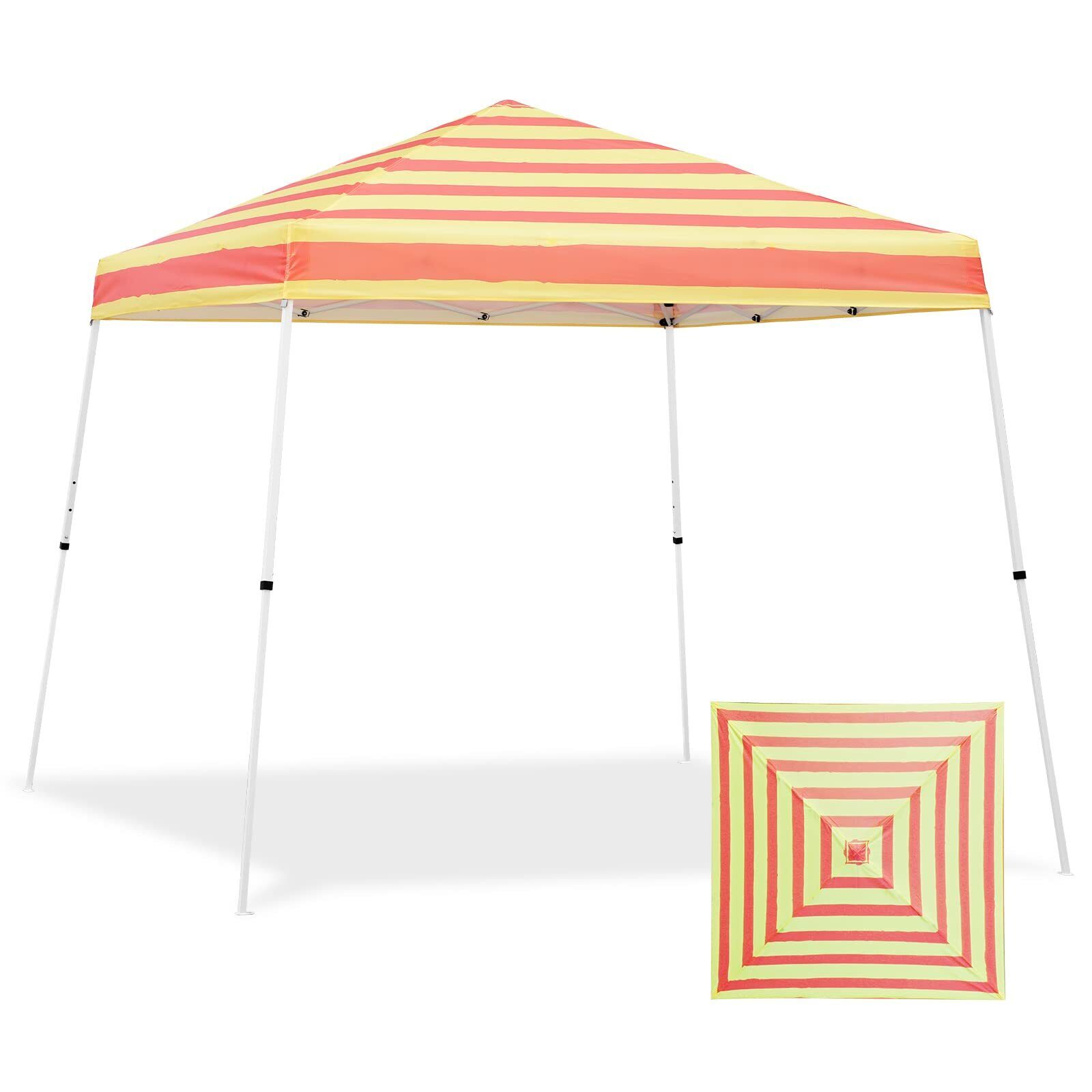 10x10 Slant Leg Pop-up Canopy Tent Easy One Person Setup Instant Outdoor Beac...