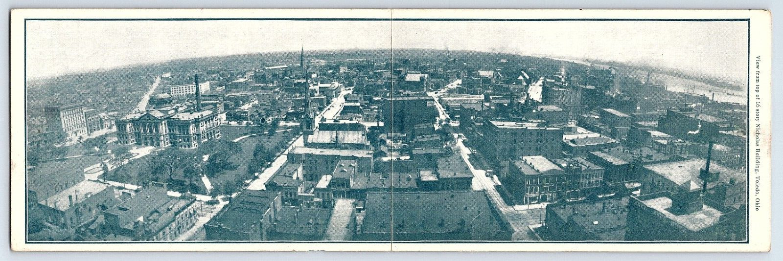Postcard Aerial View Toledo Ohio From Nicholas Building Bi-Fold Panorama Card