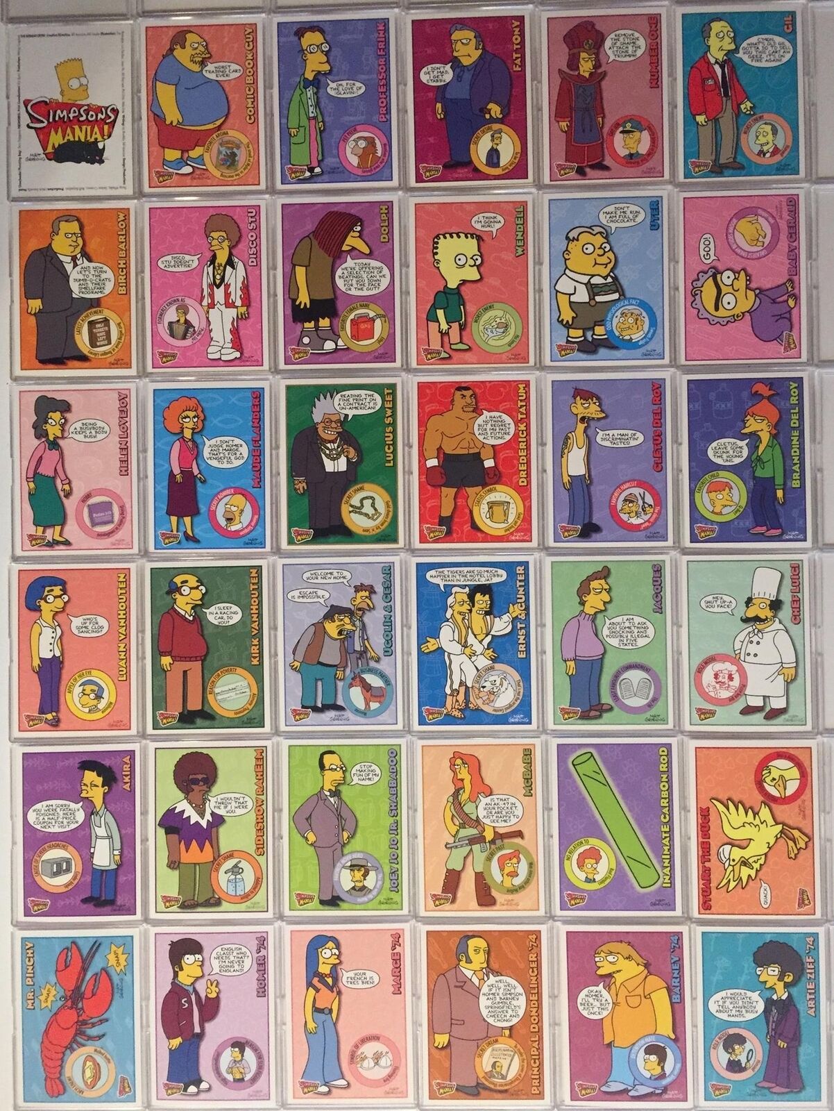 Simpsons Mania Base Card Set 72 Cards Inkworks 2001