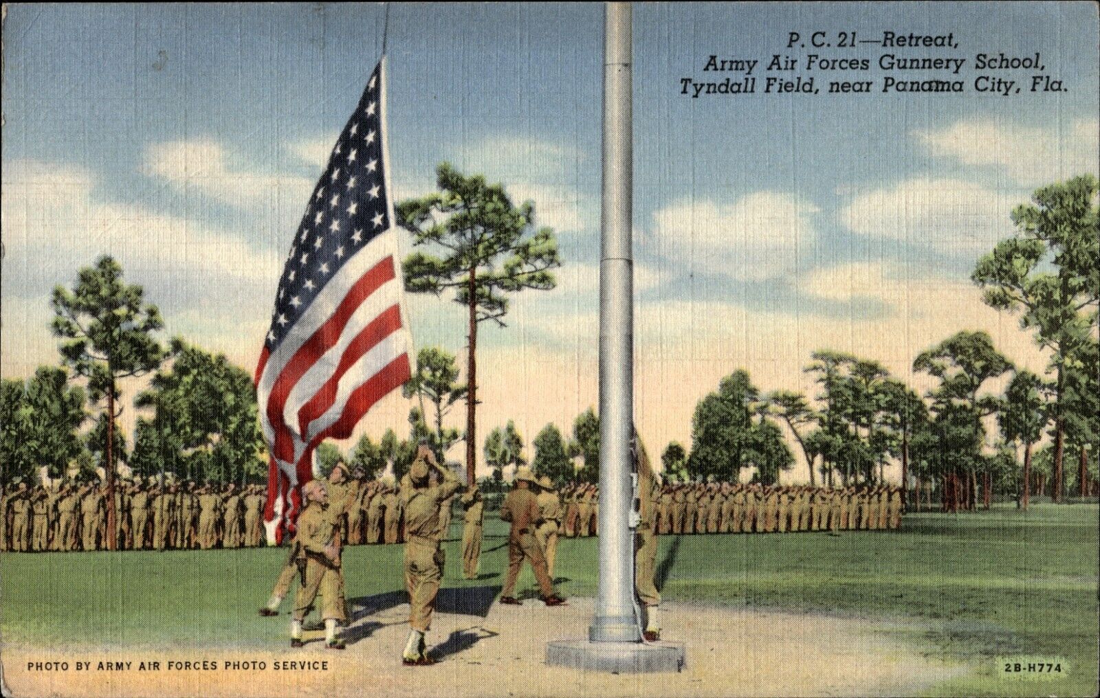 Retreat Army Air Force Gunnery School Tyndall Field Panama City FL Postcard 1913