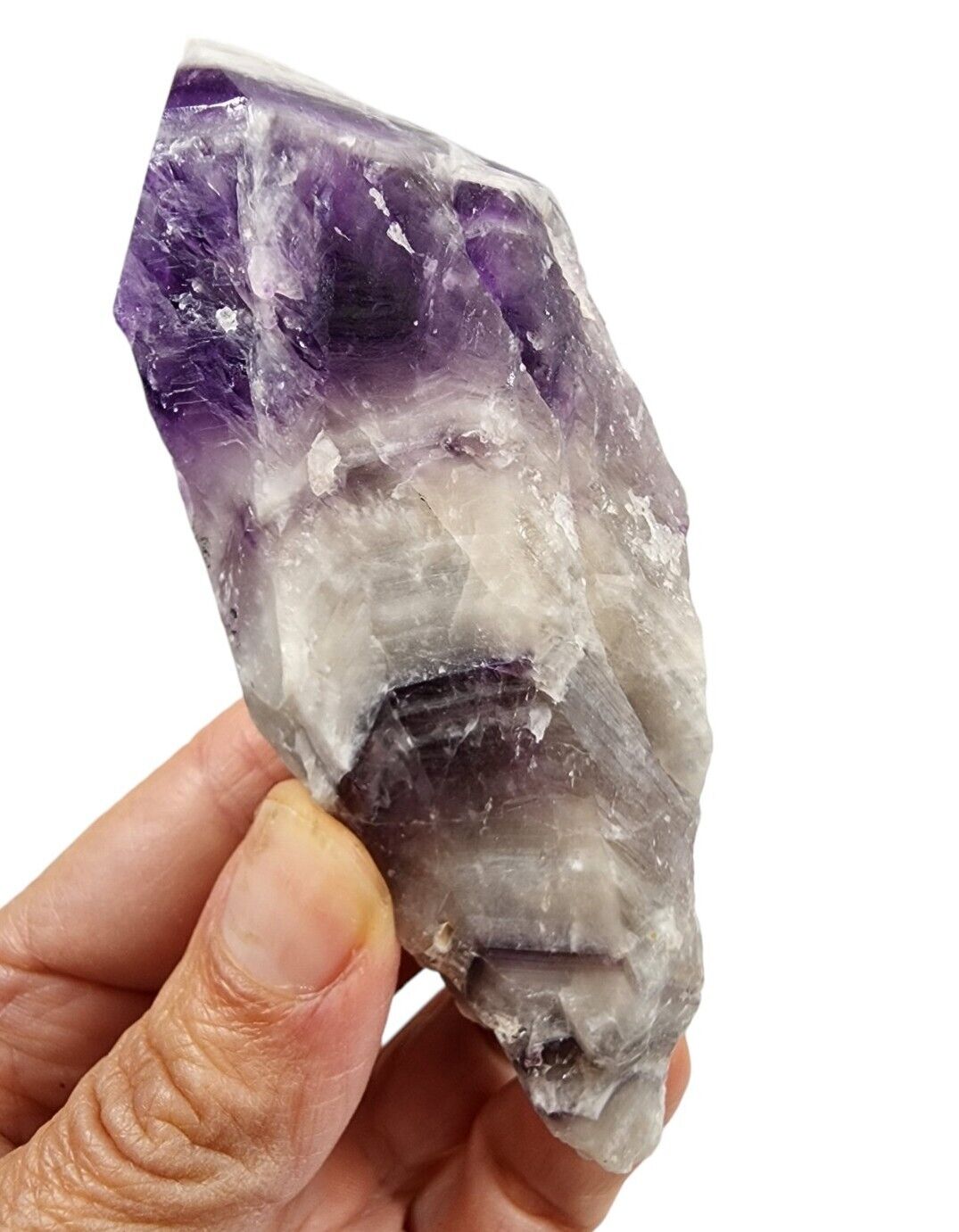 Amethyst Chevron Crystal with Polished Tip 82.1 grams