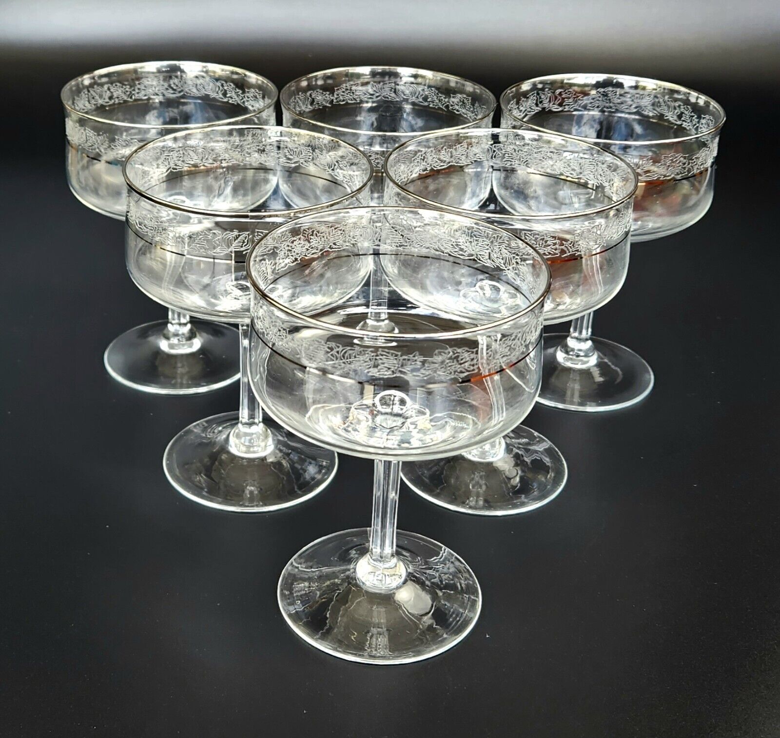Vintage- Champagne/Tall Sherbet Moonspun (Platinum Trim) by LENOX - Set of 6 