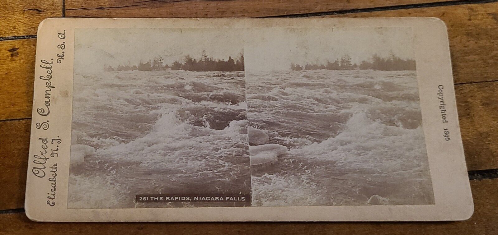 Antique 1896 Alfred S Campbell Stereoview Card The Rapids Niagara Falls