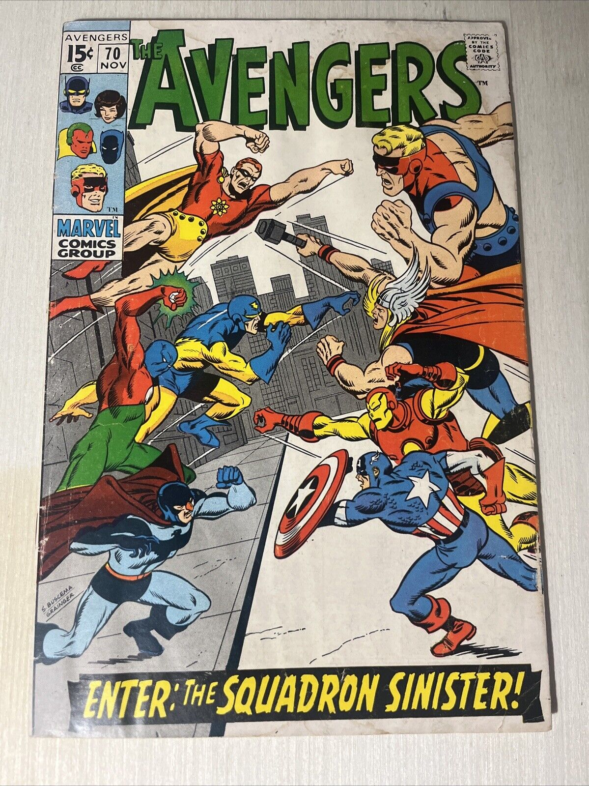 Avengers #70 (1969, Marvel) 1st App Squadron Sinister Nighthawk, Hyperion