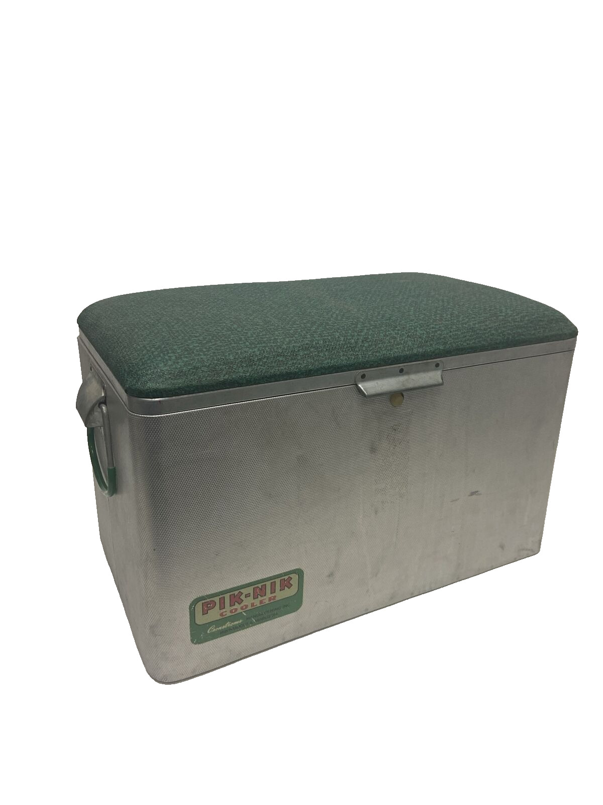 Vintage 50s Aluminum PIK-NIK Outdoor Ice Chest Cooler w/ Padded Seat