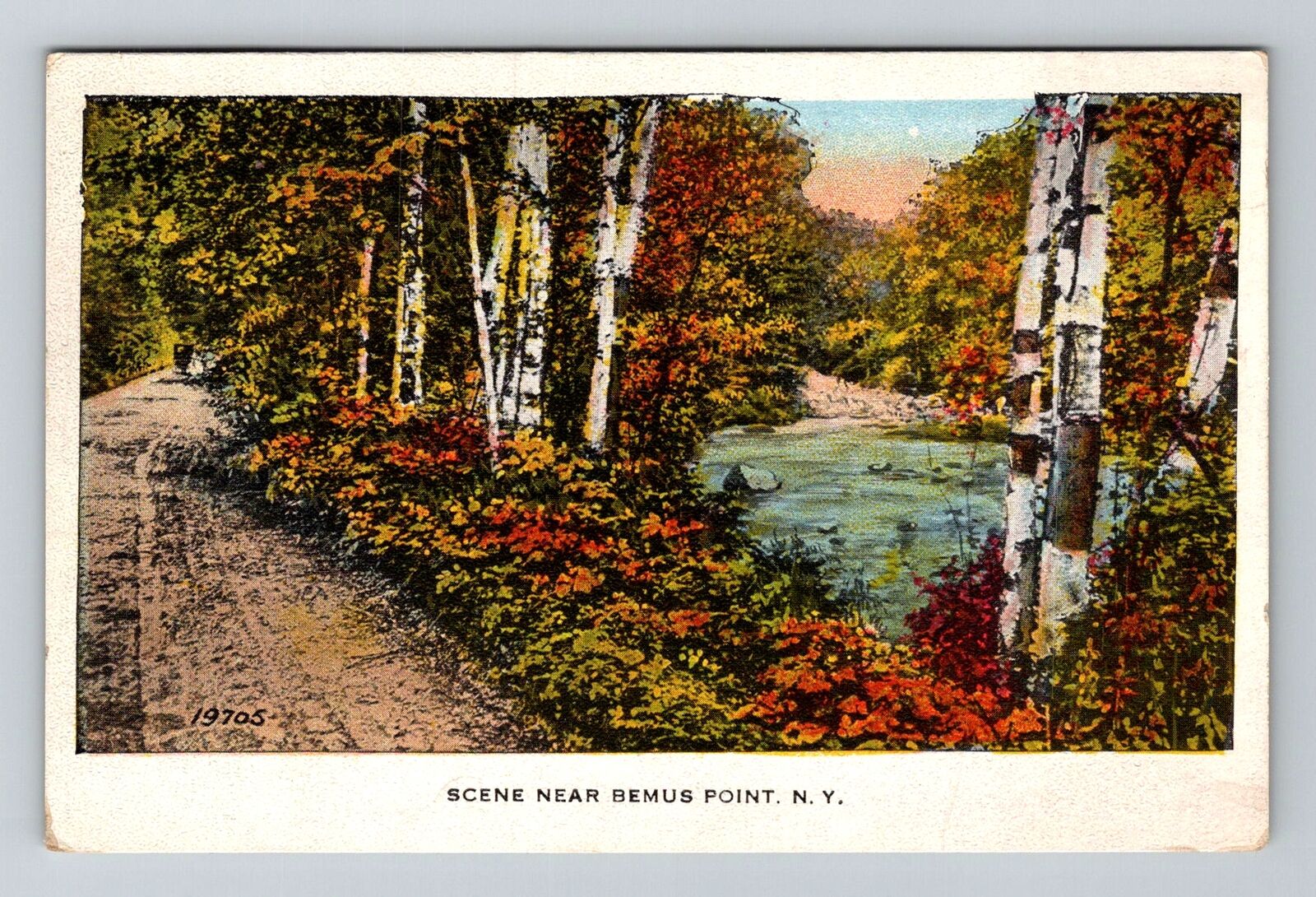 Bemus Point NY-New York, Scenic Country Road, c1927 Vintage Souvenir Postcard