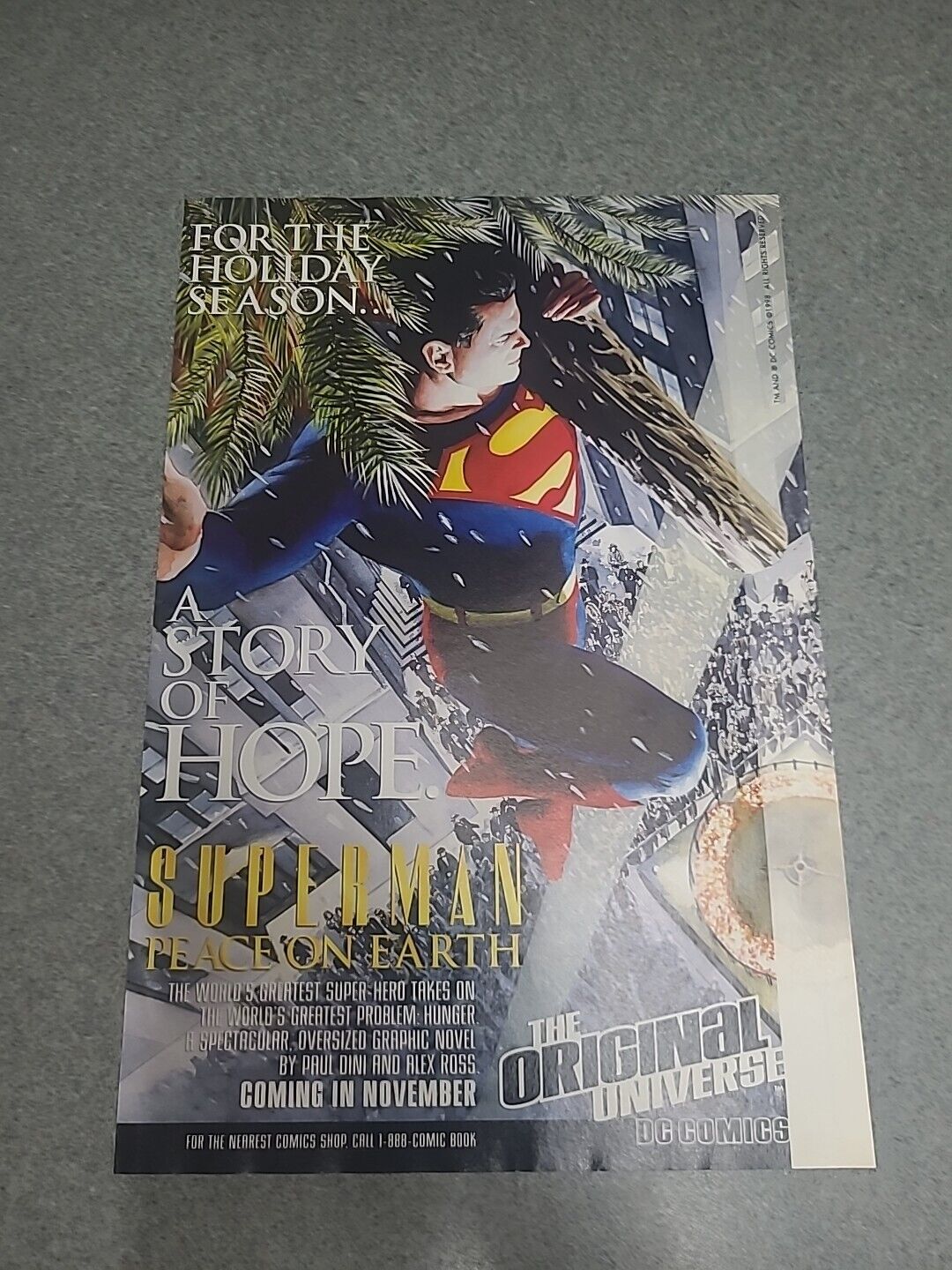 Superman Peace On Earth DC Print Ad 1998 7x10 Wall Art Decor 