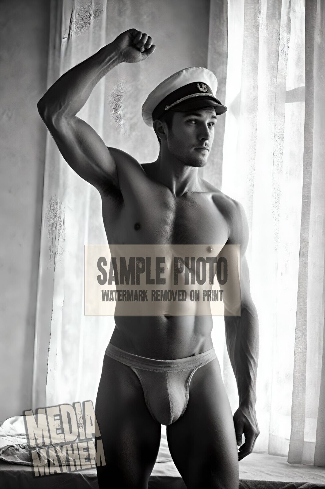 Muscles Sailor man in the bedroom bulge   Print 4x6 Gay Interest Photo #665