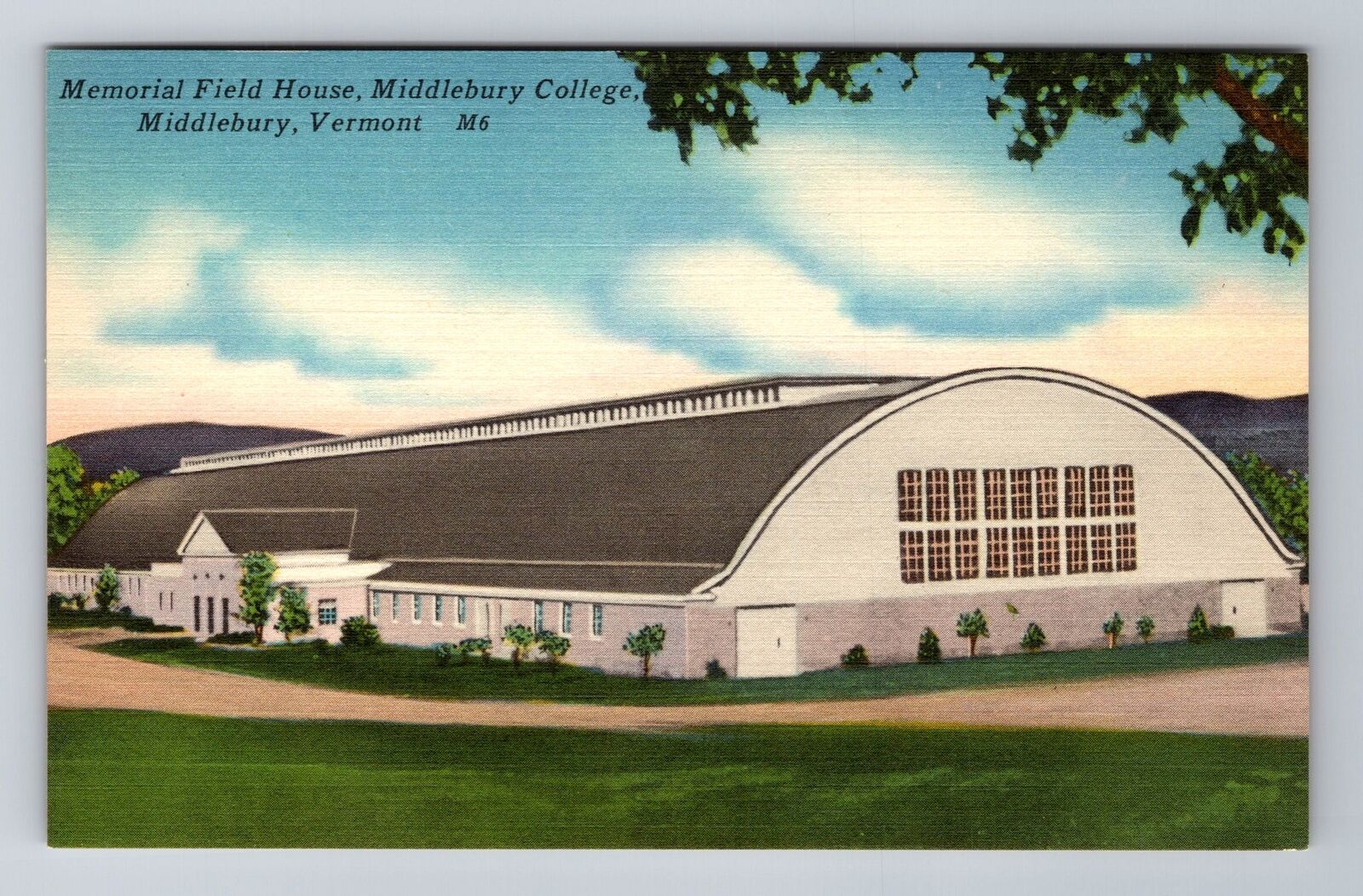 Middlebury VT-Vermont, Memorial Field House Middlebury College Vintage Postcard