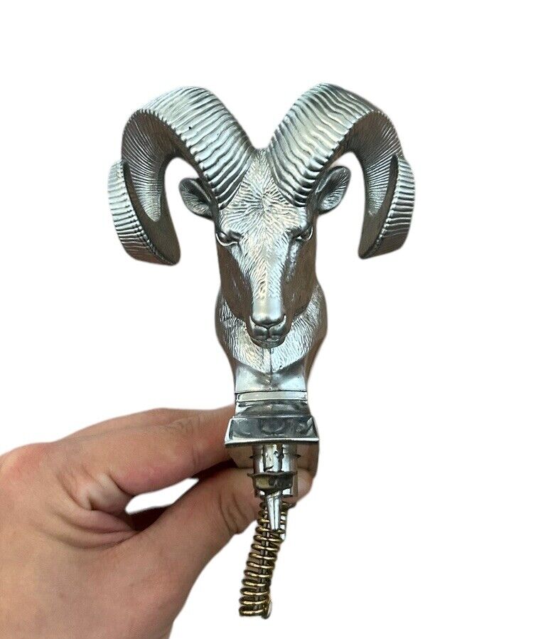 Vtg Dodge Ram Hood Ornament Chrome Horns Metal 1981-1993 Ram Charger Head Mopar