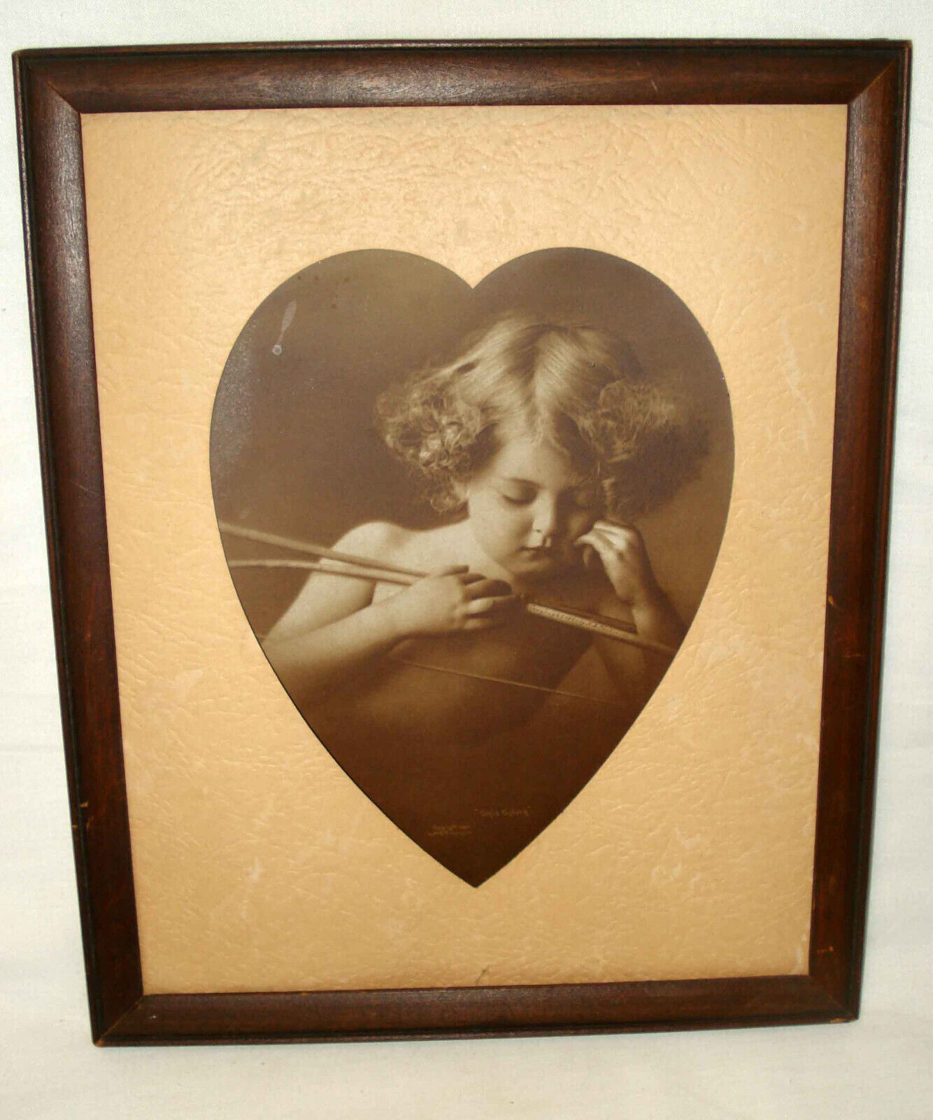Antique 1897 MB Parkinson Angel Cupid Asleep Print Picture Wood Wooden Frame