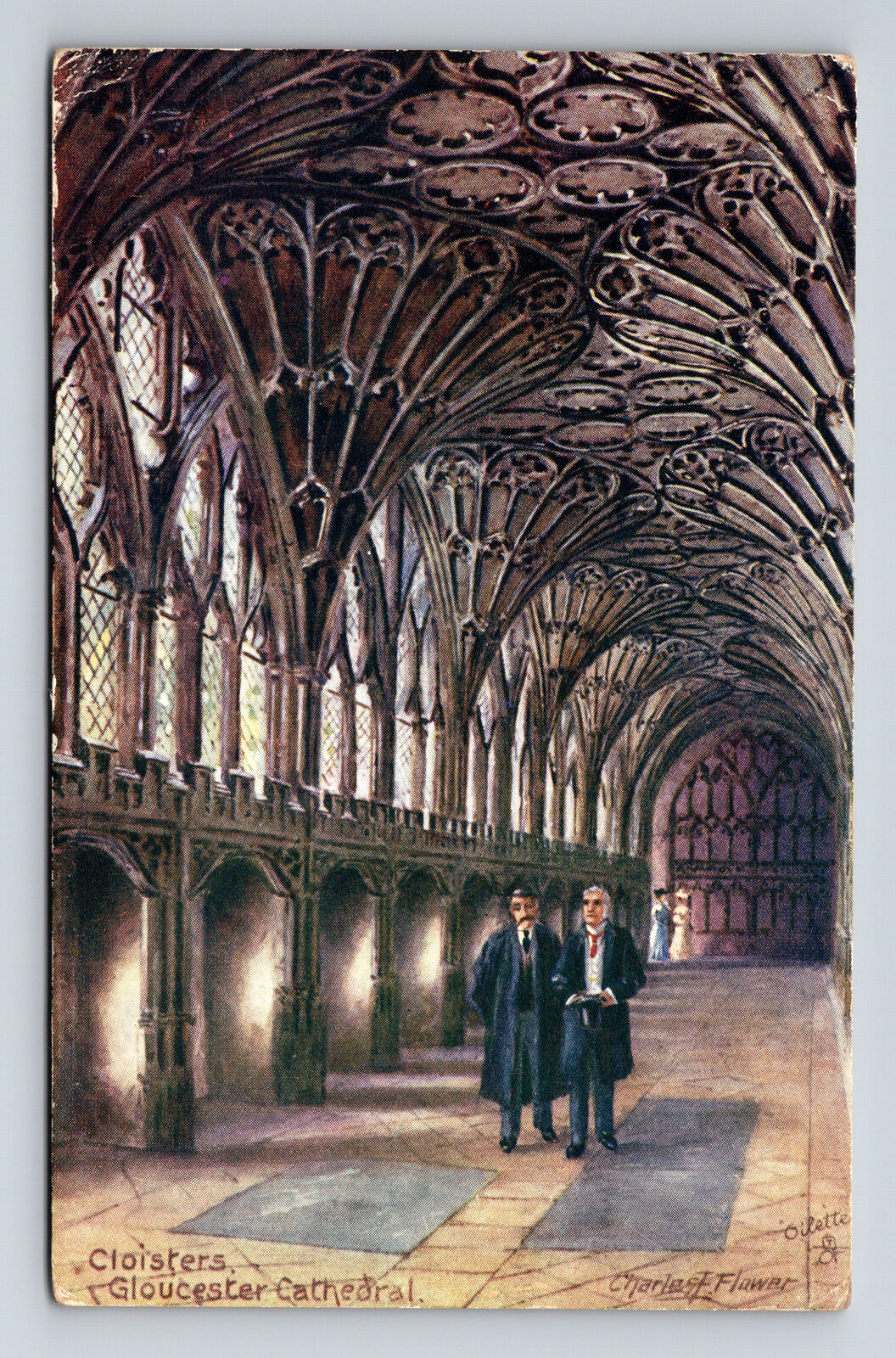 Cloisters Gloucester Cathedral Charles F Flower Tuck Oilette Gloucester Postcard