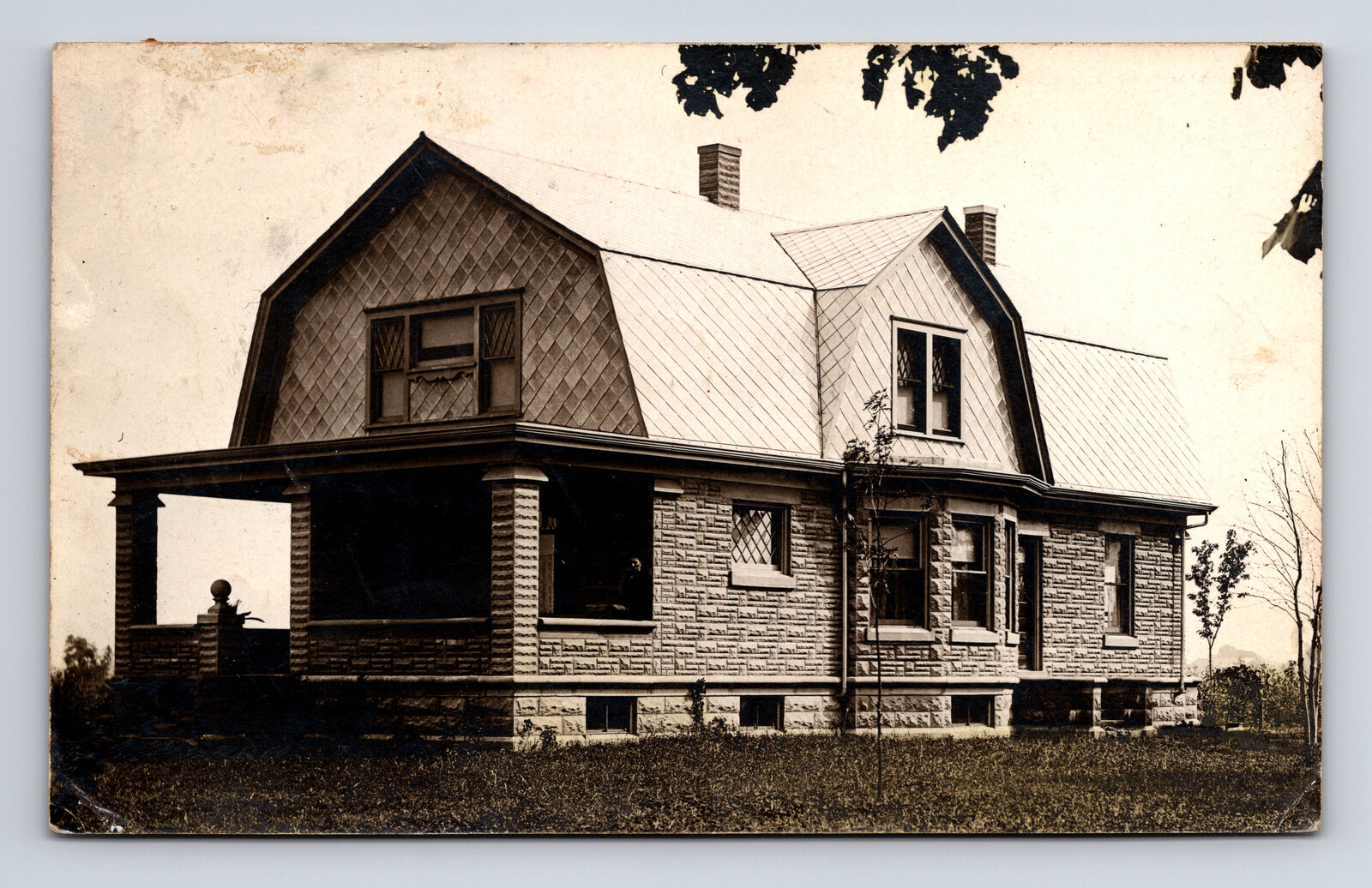1909 RPPC Stone Home Posted From Kenosha Wisconsin WI Postcard