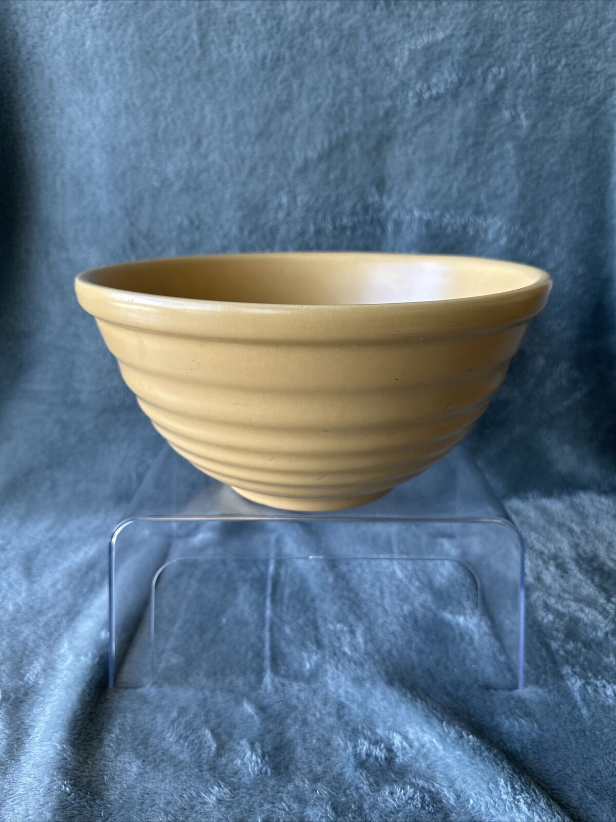 Padre Pottery Mustard Yellow 10” Mixing Bowl Ribbed Rings MCM