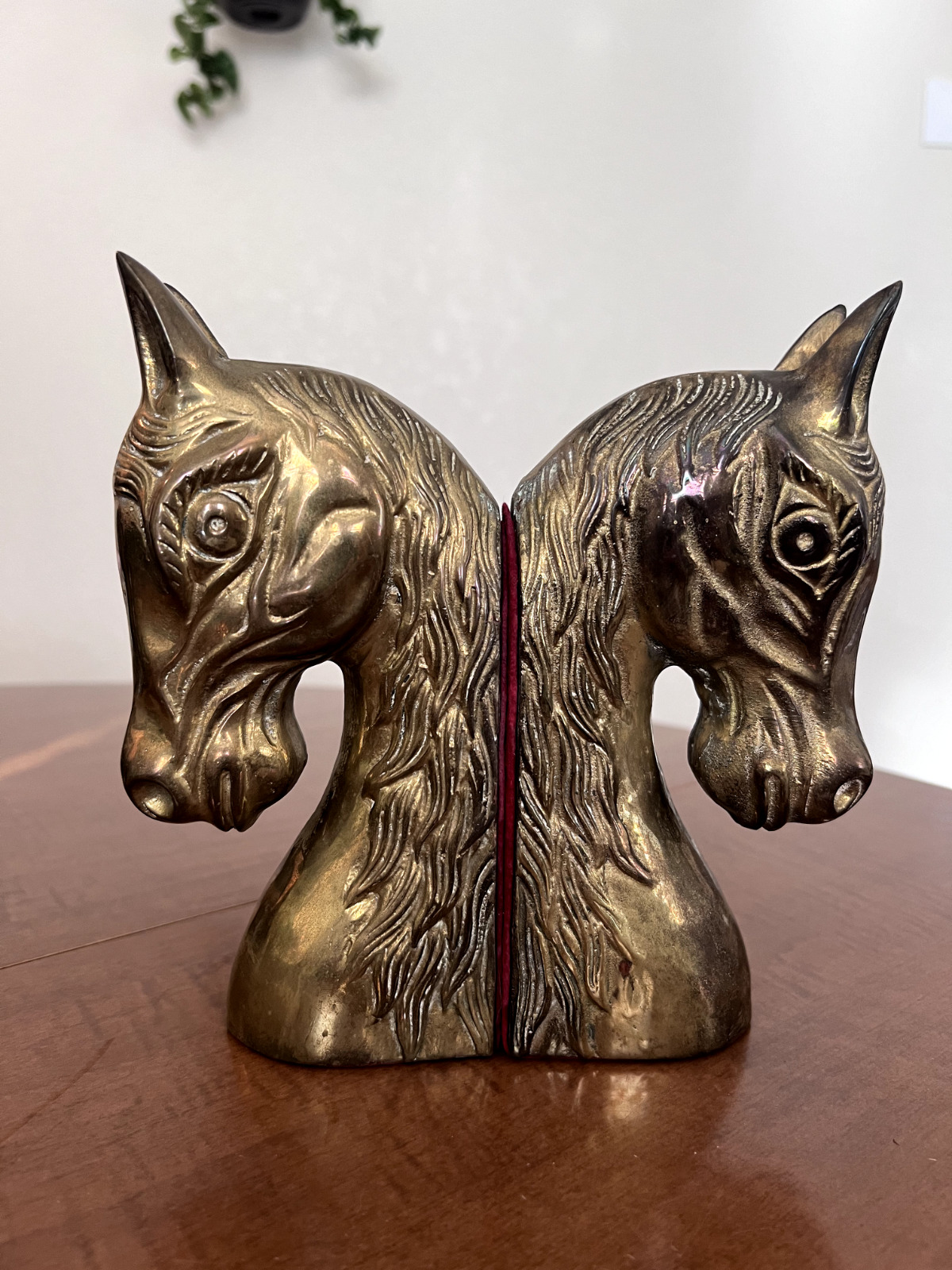 Vintage Art Deco Brass Horse Head Bookends