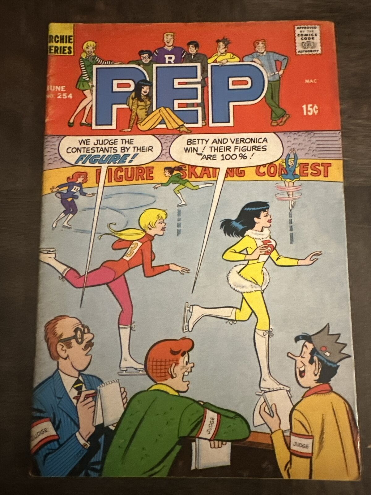 Pep #254 (1973) Ice Rink Cover Archie Comics Al Hartley Dan DeCarlo VF