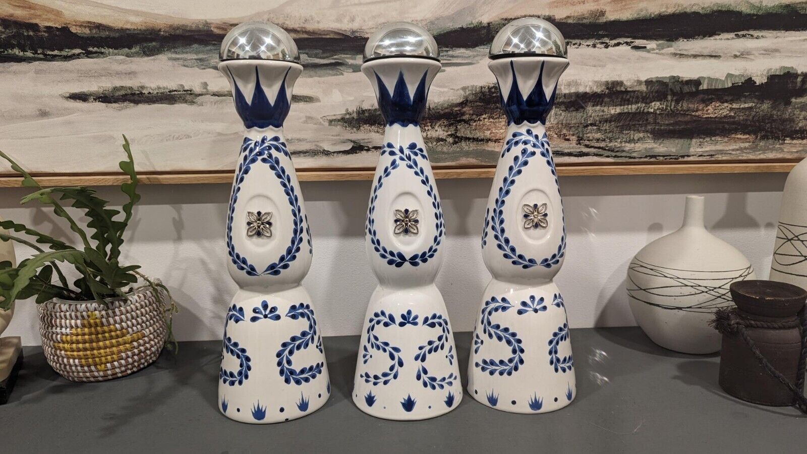 EMPTY Clase Azul Reposado Decanters 750 ml Hand Painted Mexican Pottery