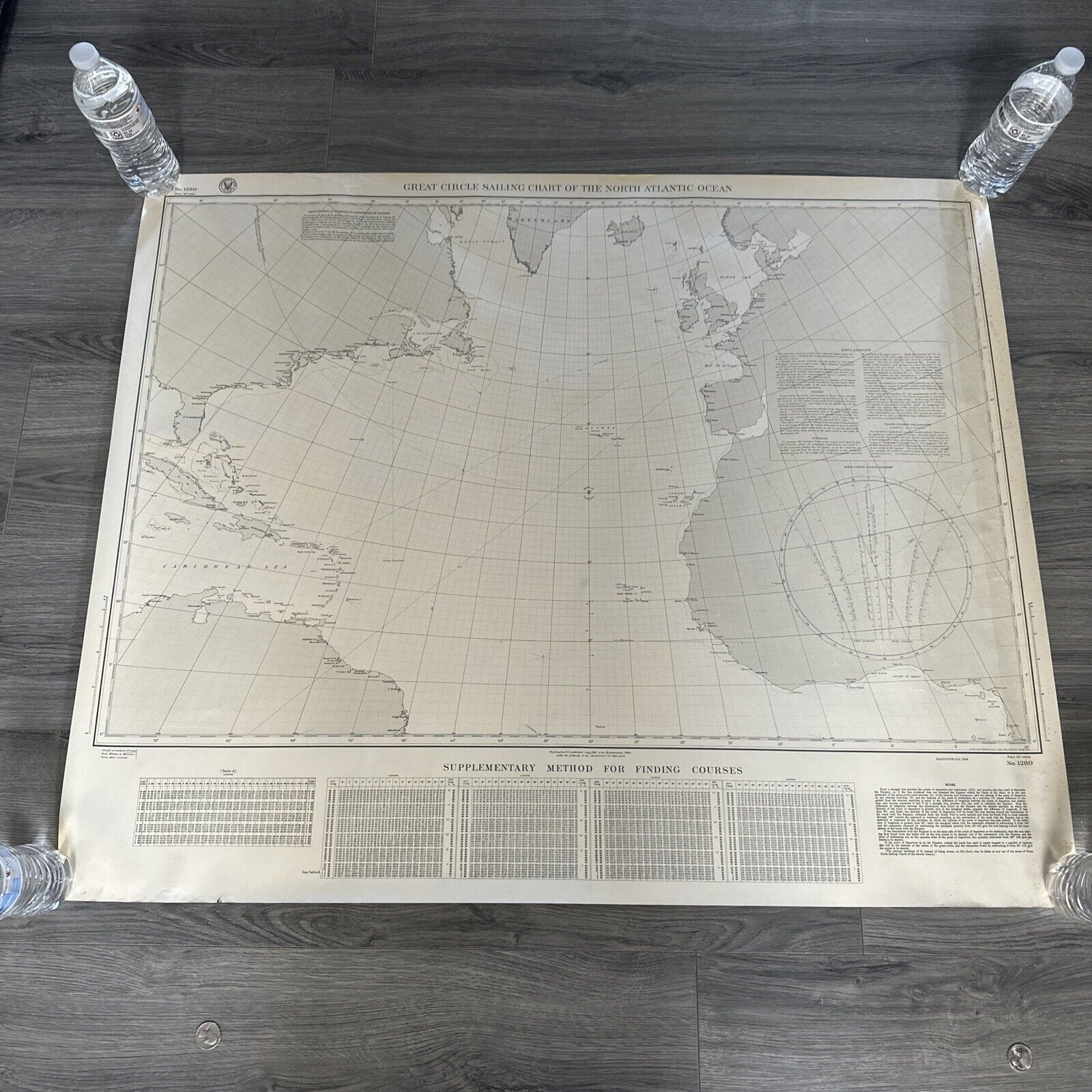 Extra Large Great Circle Sailing Chart of the North Atlantic Ocean (#1280, 1944)