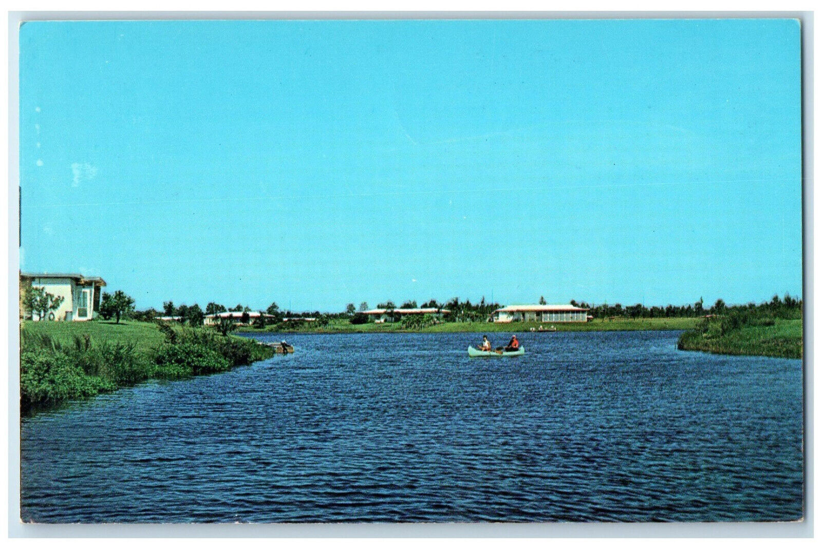 c1950s Canoe Boat Rowing at Venice Gardens, Sarasota County Florida FL Postcard