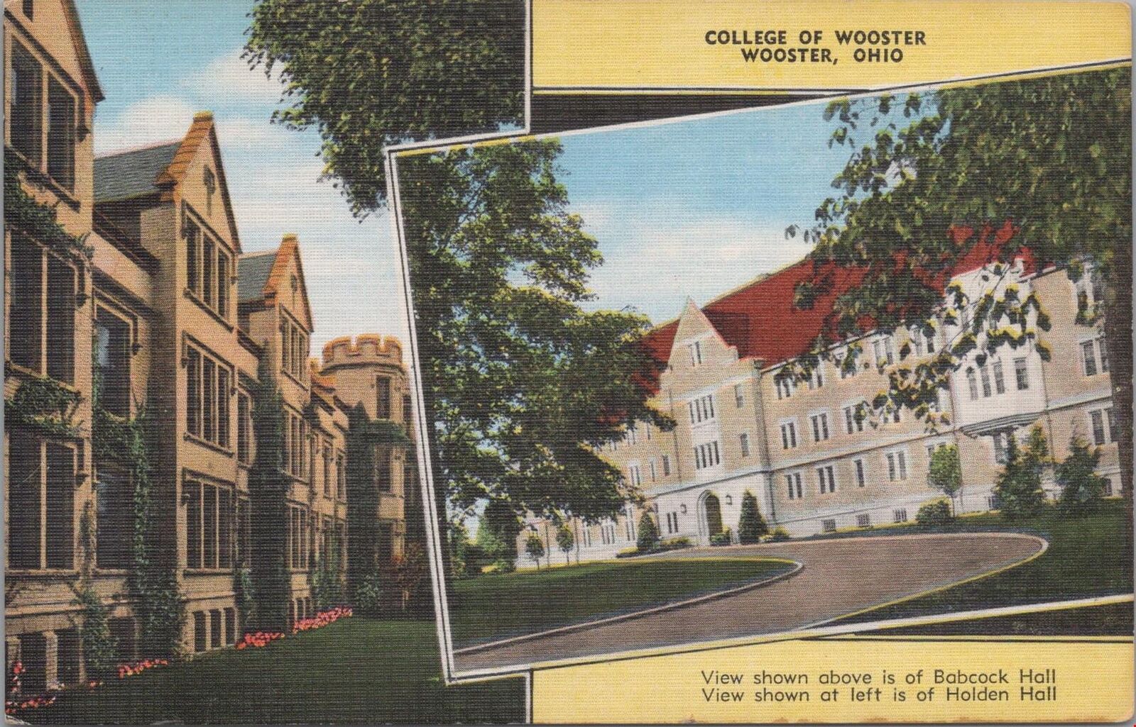 Postcard College of Wooster Wooster OH Ohio 