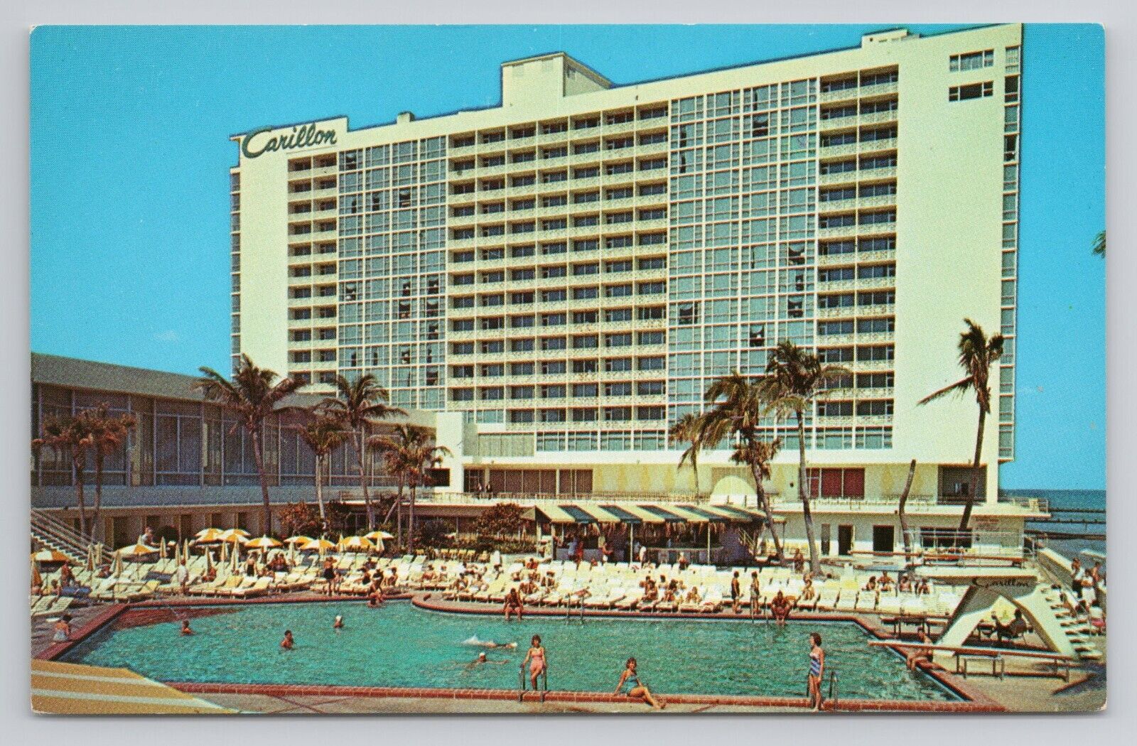 Postcard Pool And Cabana Club At The Carillon Hotel Miami Beach Florida