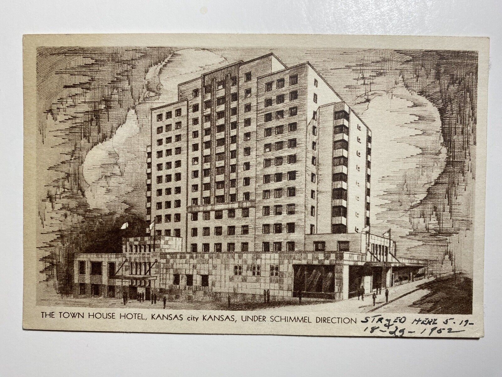1952 The Town House Hotel Kansas City Kansas Postcard