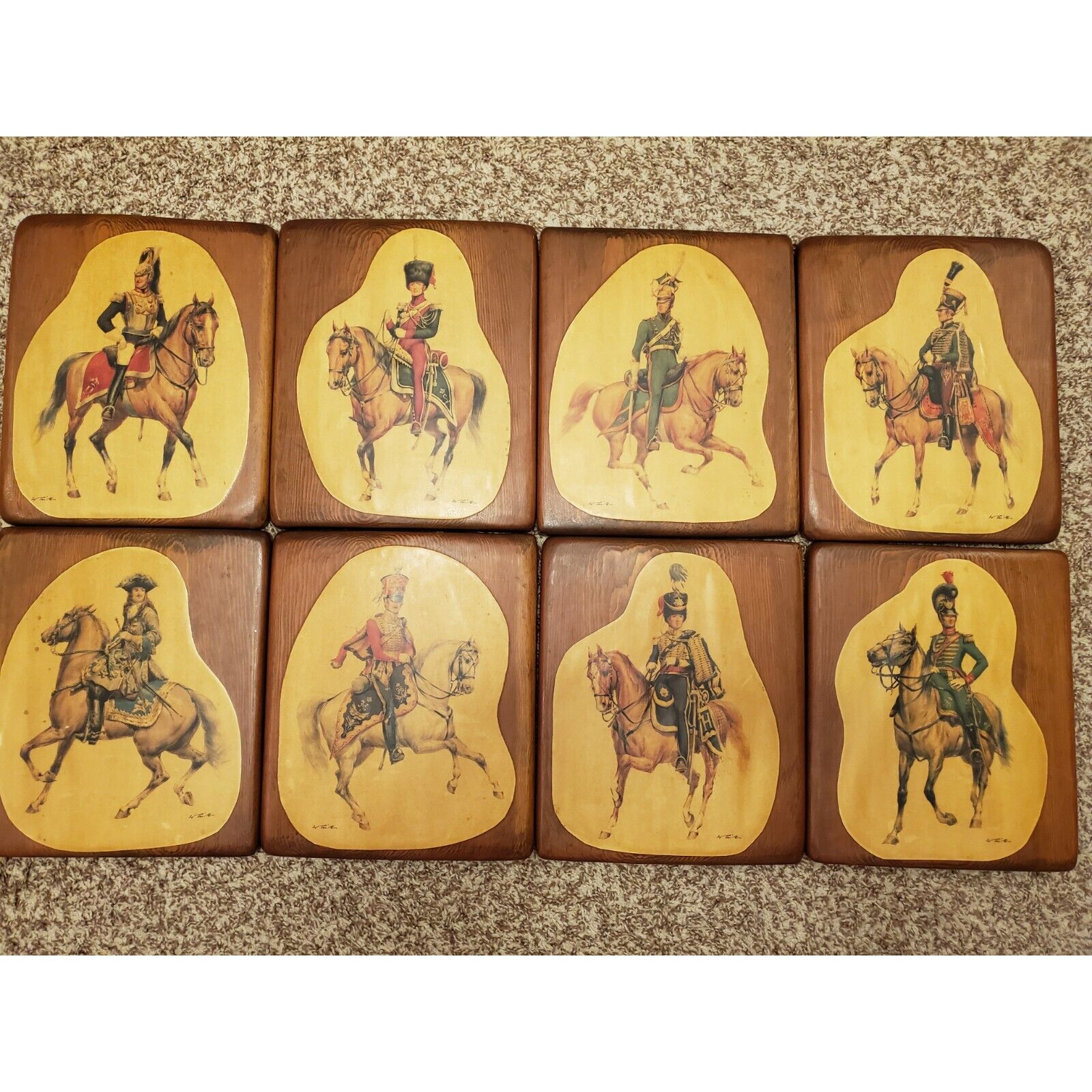 Antique English Soldier Wall Plaques Signed