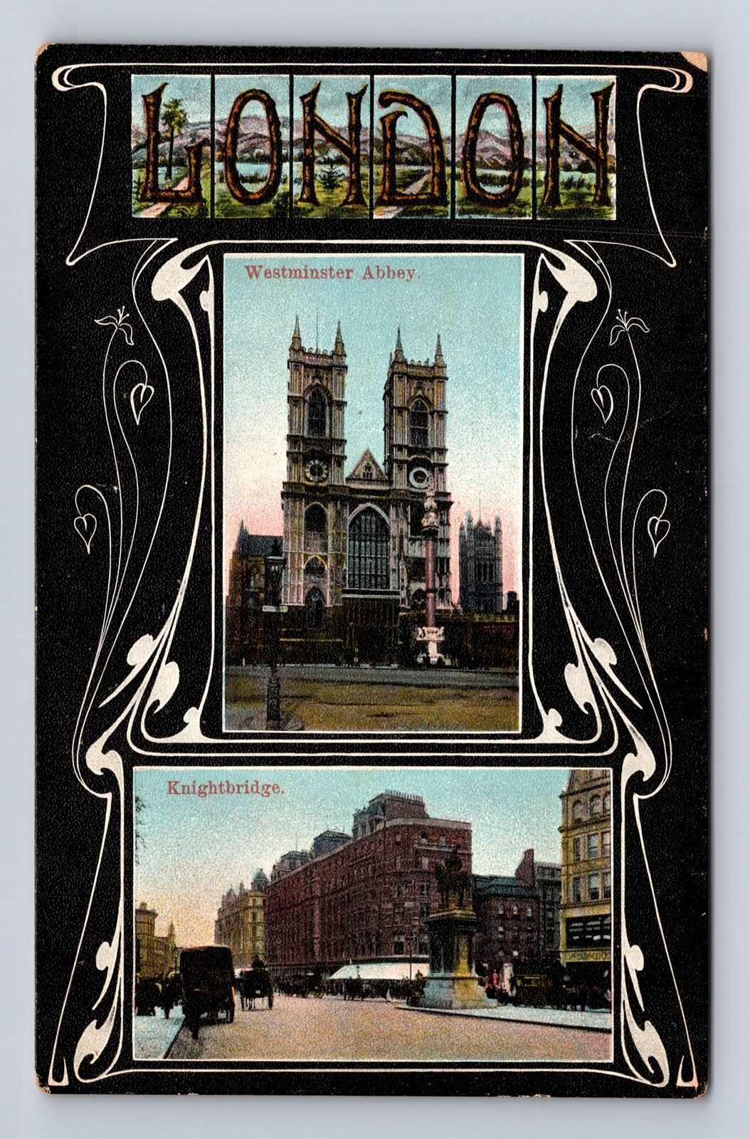 London England, Westminster Abbey, Knightsbridge, Antique Vintage Postcard