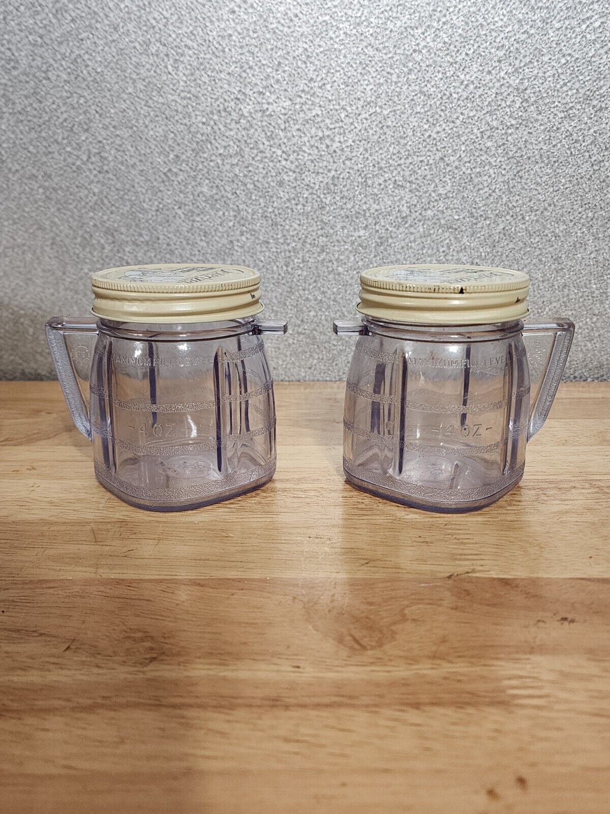 Vintage Osterizer Mini Blend Plastic Cup w/ Metal Lid 8 oz Jar Container-2 Lot