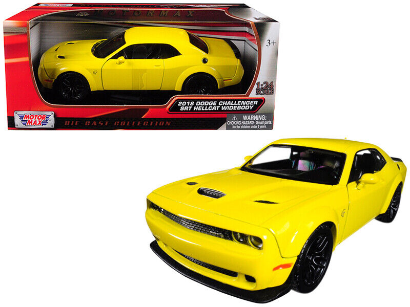 2018 Dodge Challenger SRT Hellcat Widebody Yellow 1/24 Diecast Model Car by