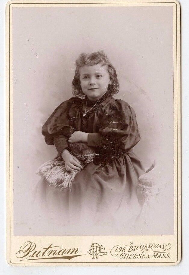 Cabinet Photo - Chelsea, Massachusetts -Cute Little Girl Nicely Dressed W/Locket
