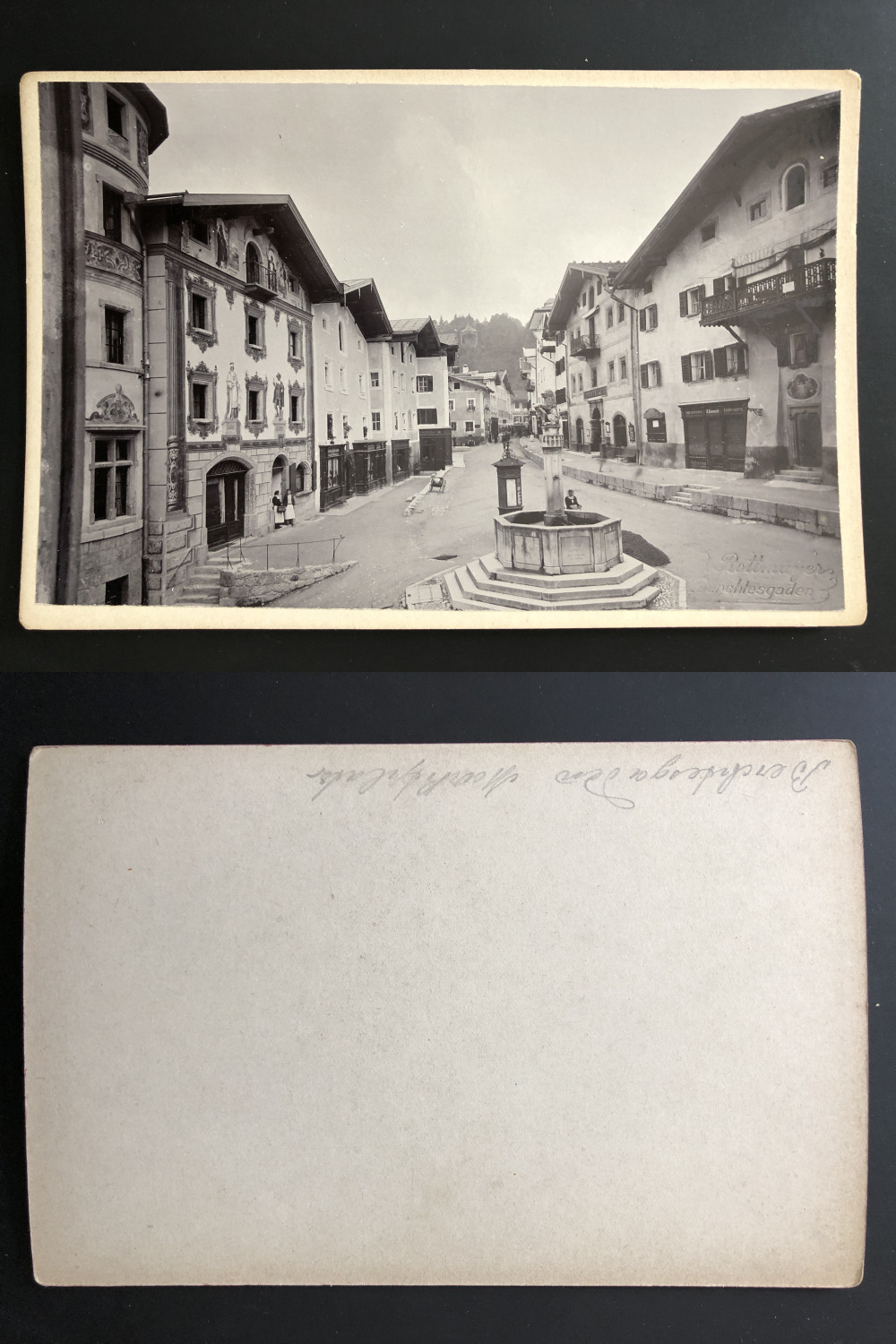 Rottmayer, Germany, Berchtesgaden, marketplace vintage silver print, map ca