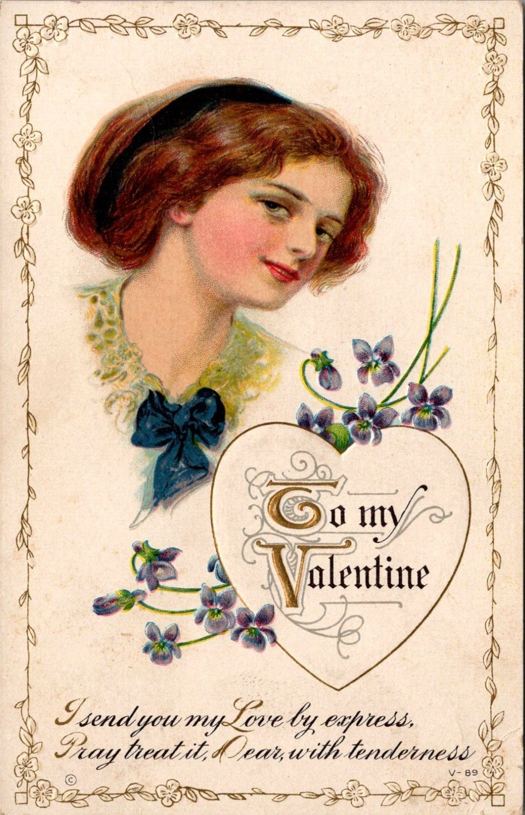 Postcard To My Valentine, I Send You My Love by Express, Pray Treat it Dear Ci
