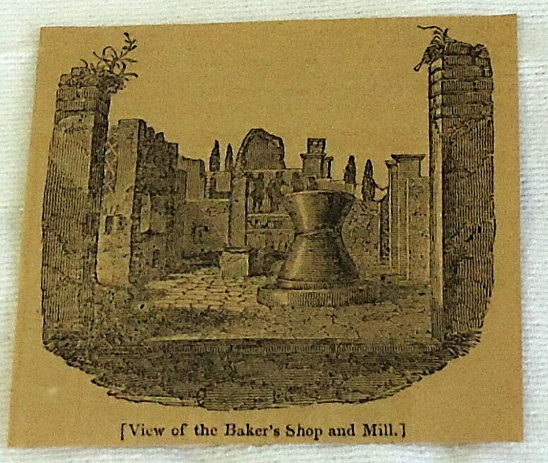 1832 magazine engraving ~ VIEW OF THE BAKERS SHOP & MILL ~ Pompeii Italy