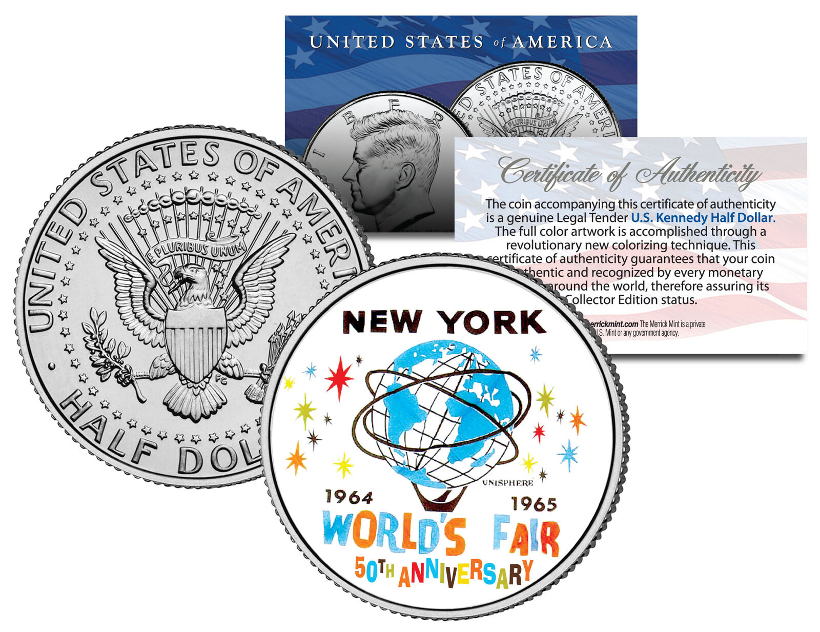 WORLD'S FAIR 1964 1965 NEW YORK * 50th Anniversary * 2014 JFK Half Dollar Coin
