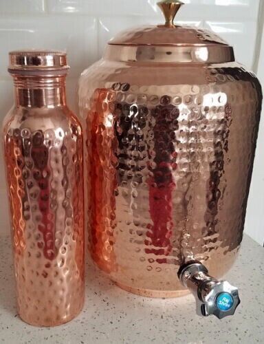100%  Pure Copper Tanki Dispenser Ayurveda Water Pot Copper Water Storage 12Litr
