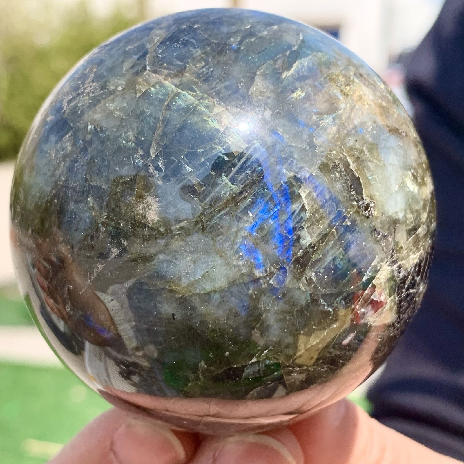 405G Natural Gorgeous Labradorite QuartzCrystal Stone Specimen ball Healing