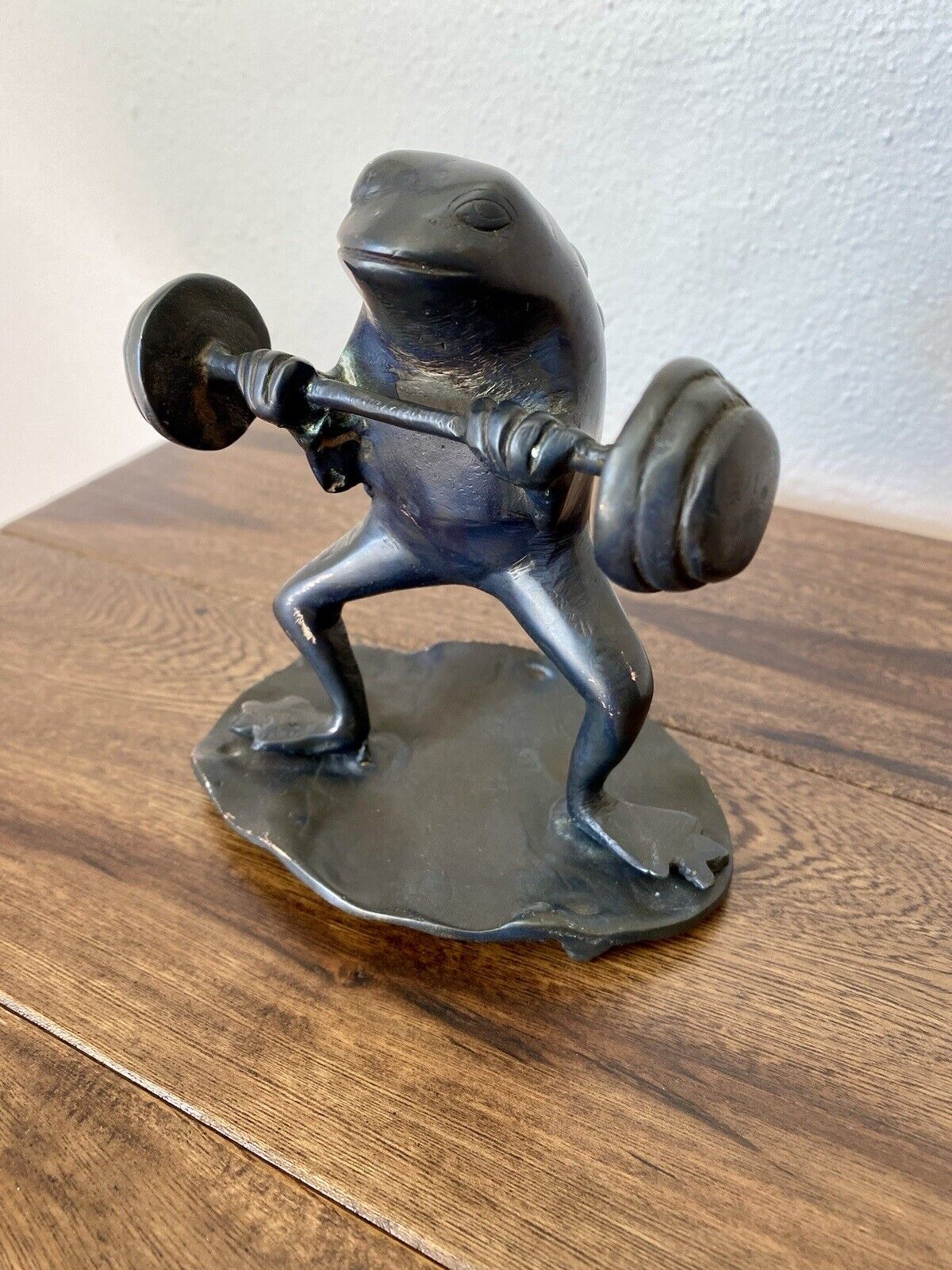 Metal Gym Frog Weightlifting Small Sculpture 5\