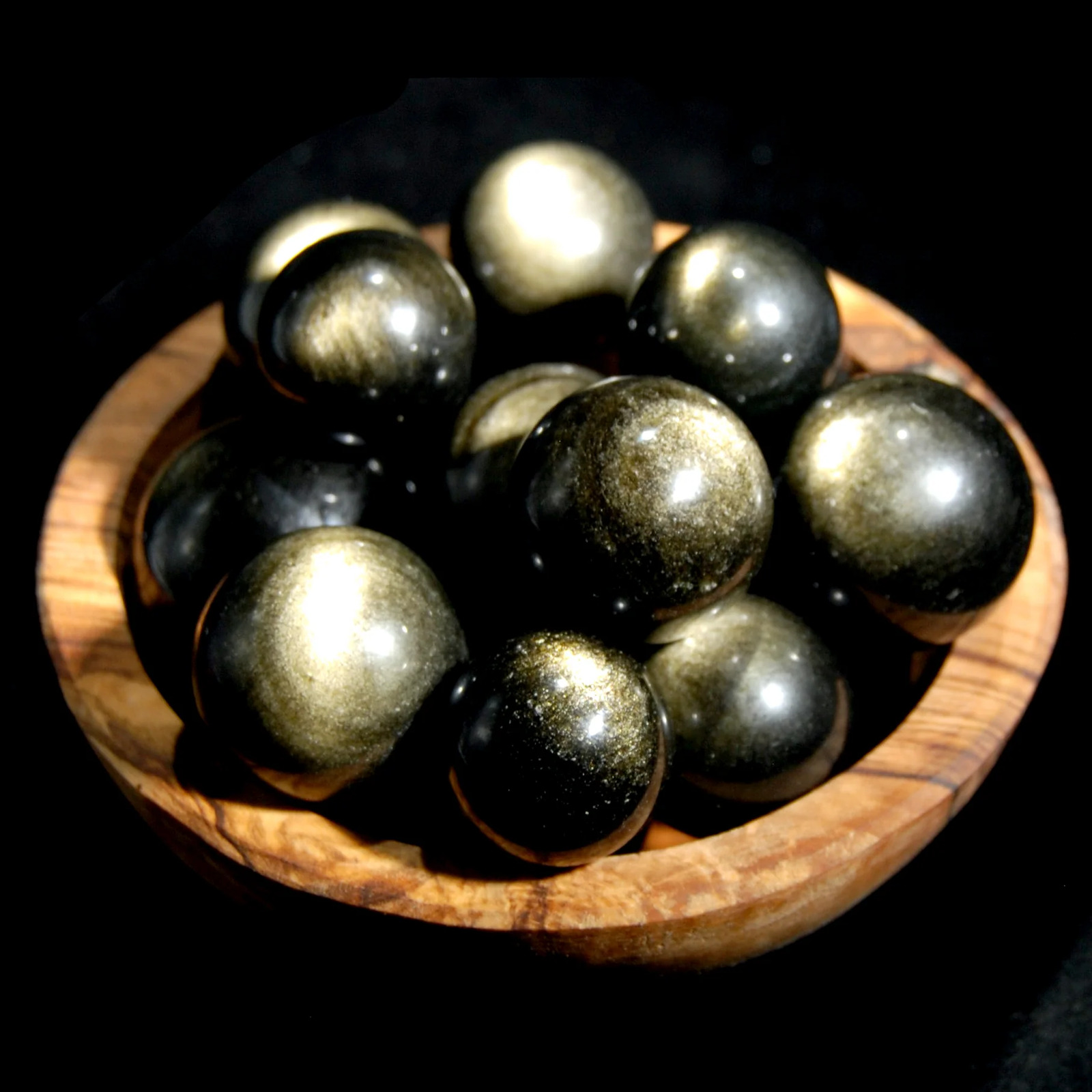 ONE Small Gold Sheen Obsidian Crystal Sphere, Super Flashy 20mm to 40mm